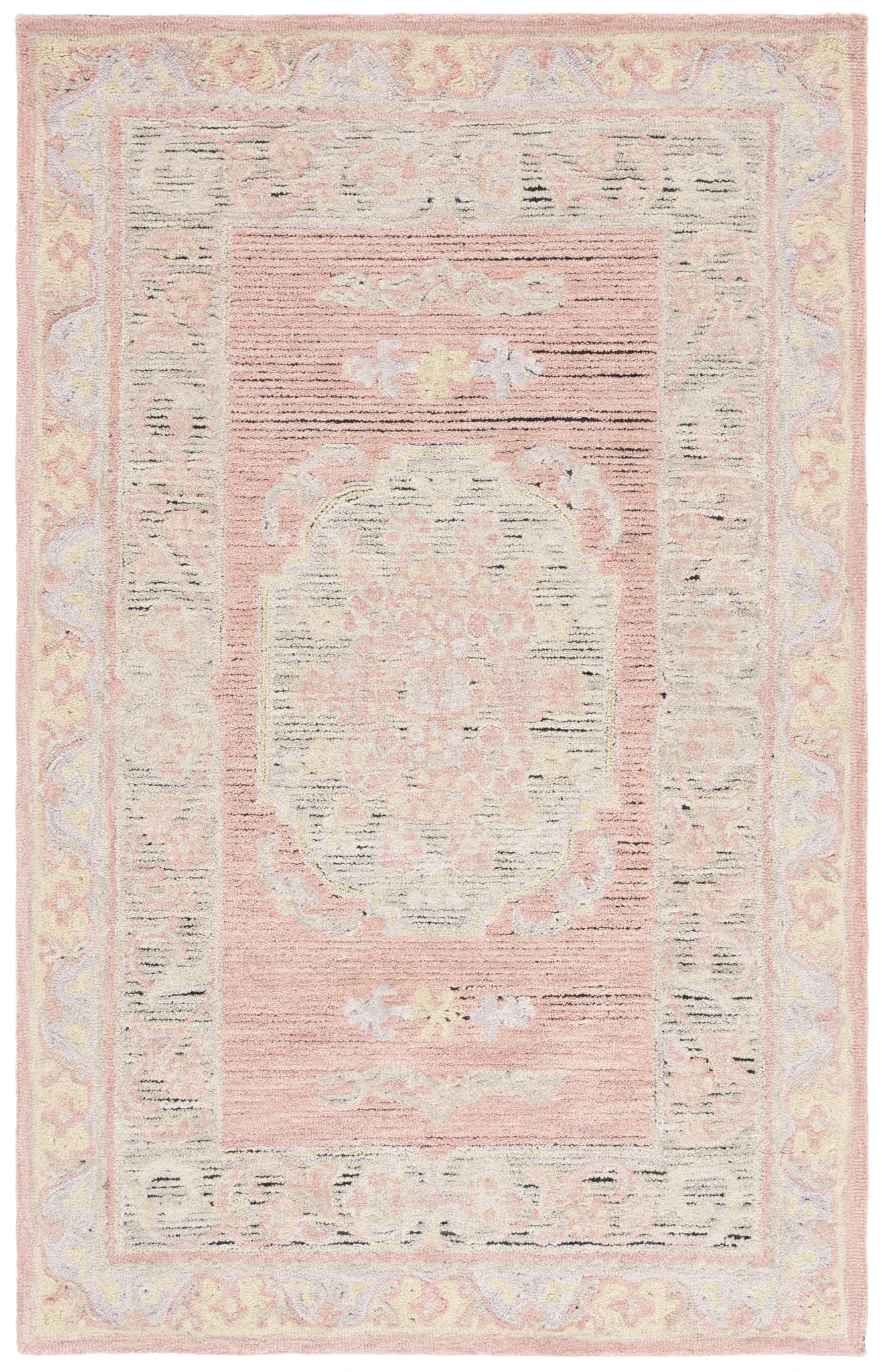 Savonnerie Floral Medallion Hand-Tufted Wool Rug