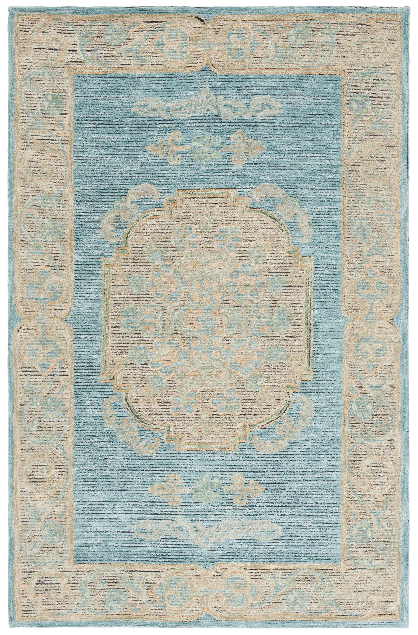 Savonnerie Floral Medallion Hand-Tufted Wool Rug