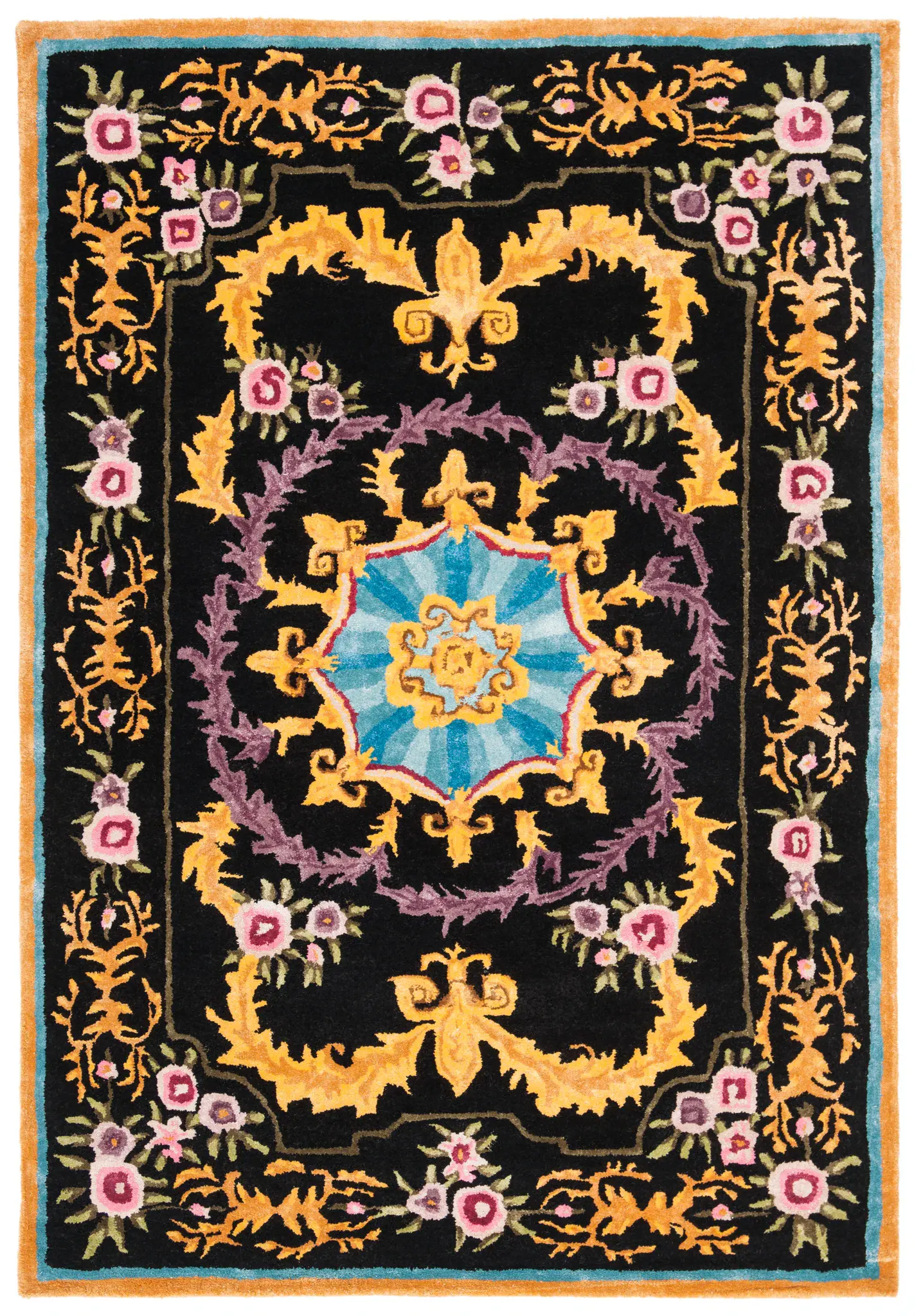 Savonnerie Acanthus Medallion Hand-Tufted Wool Rug