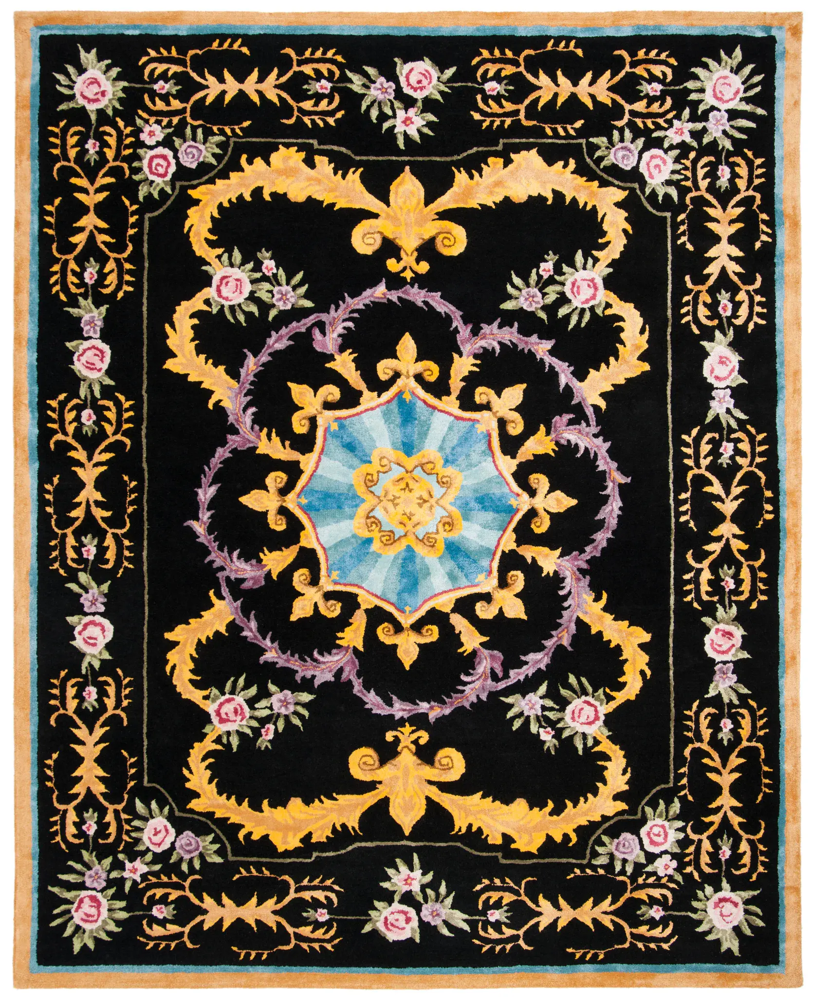 Savonnerie Acanthus Medallion Hand-Tufted Wool Rug