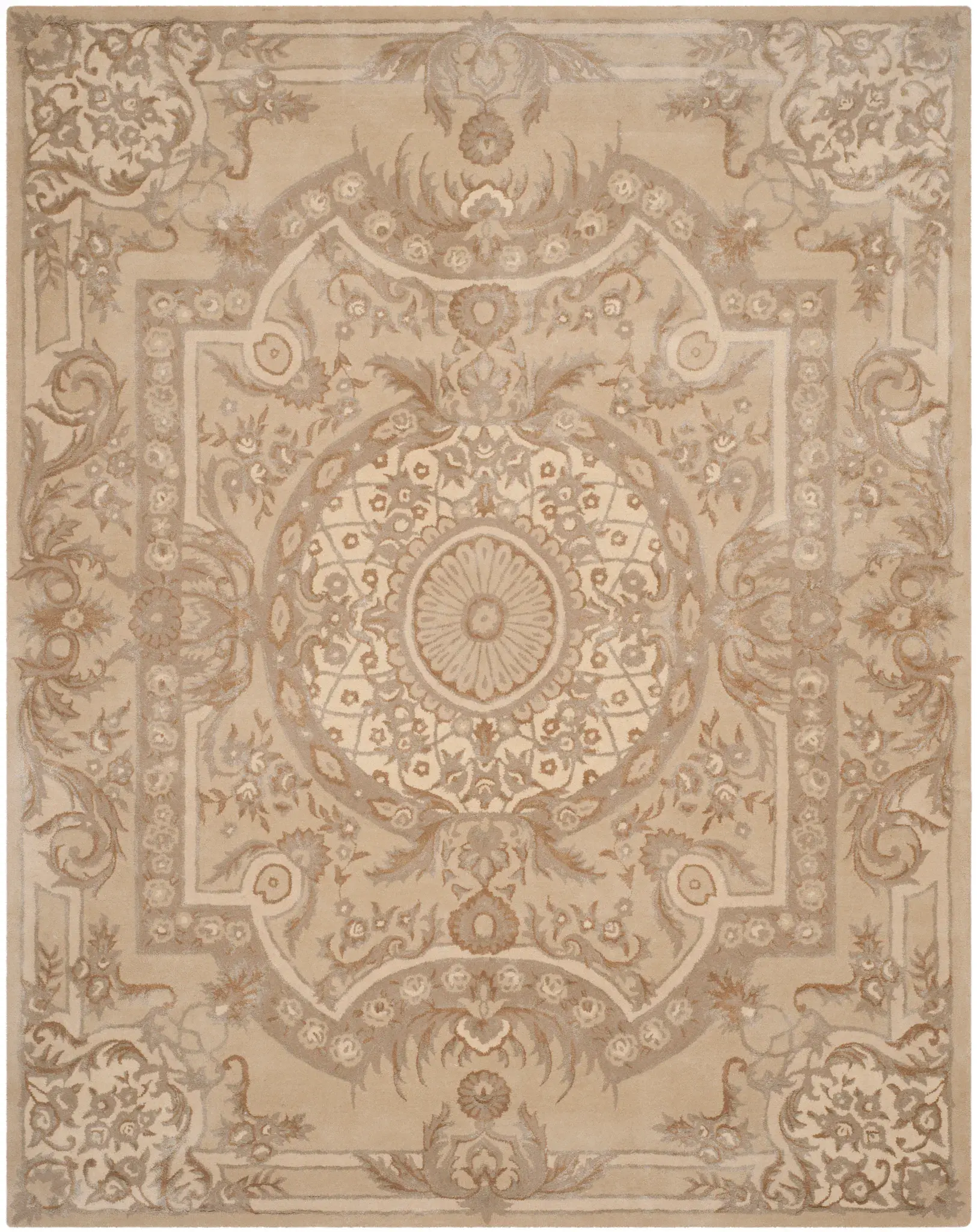 Savonnerie Floral Medallion Hand-Tufted Rug