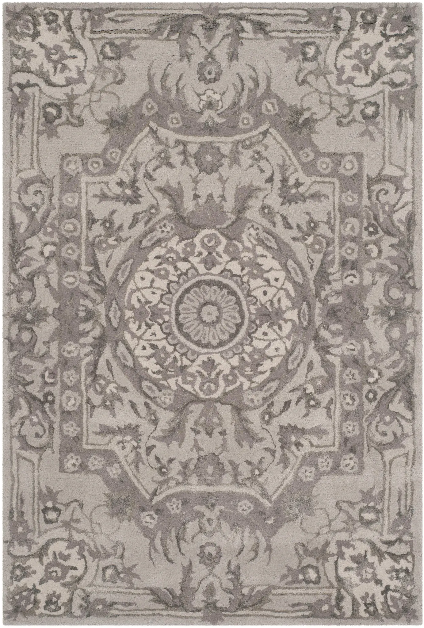 Savonnerie Floral Medallion Hand-Tufted Rug
