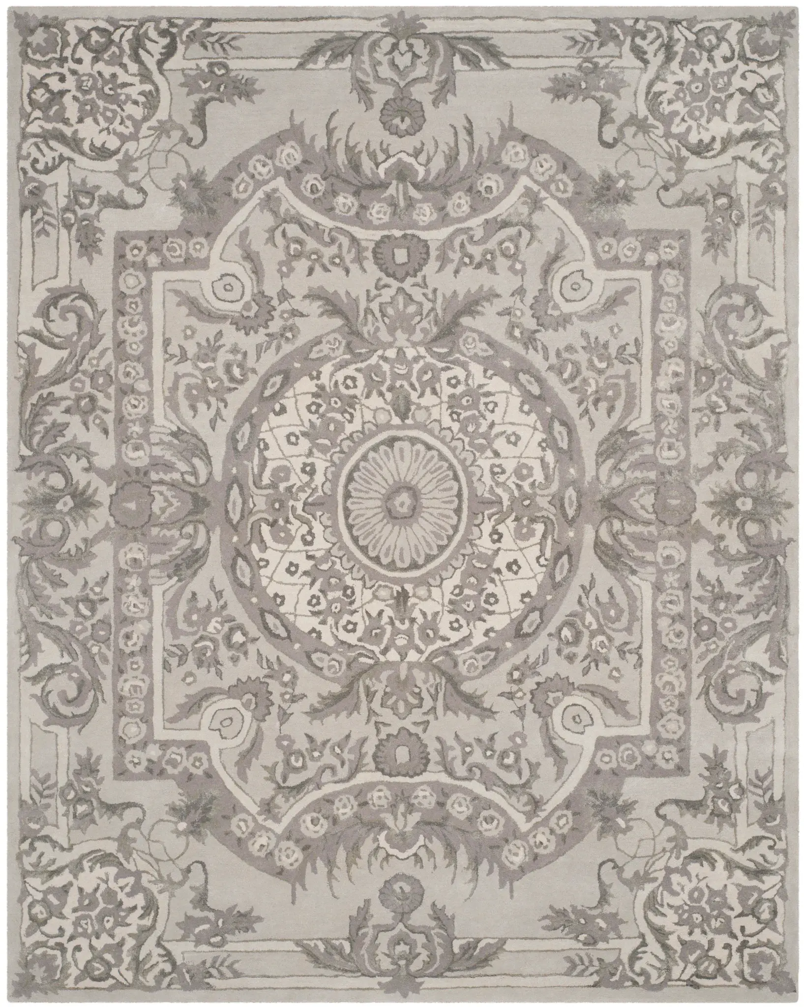 Savonnerie Floral Medallion Hand-Tufted Rug
