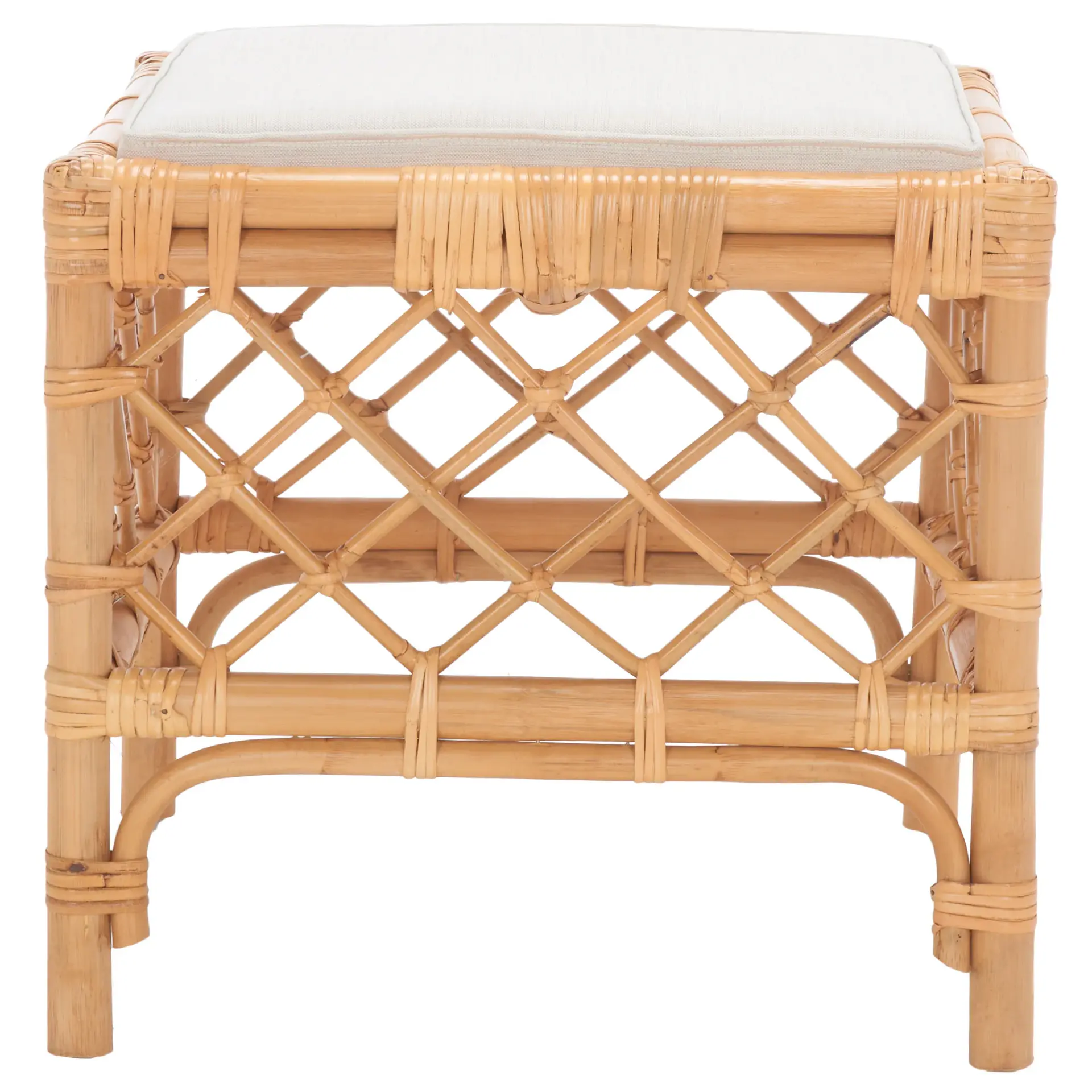 Larroux Rattan Ottoman With Cushion