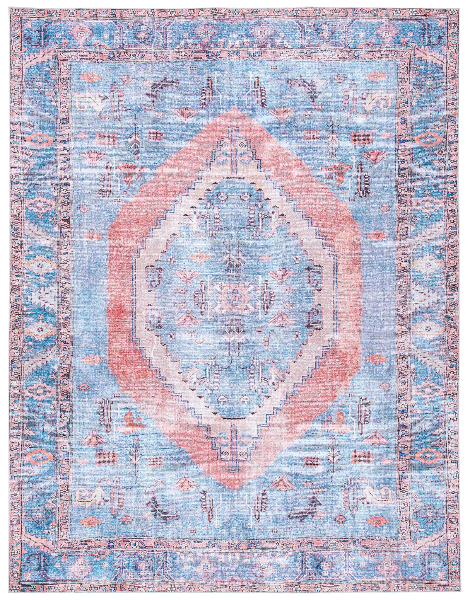 Serapi Stepped Open Field Medallion Washable Rug