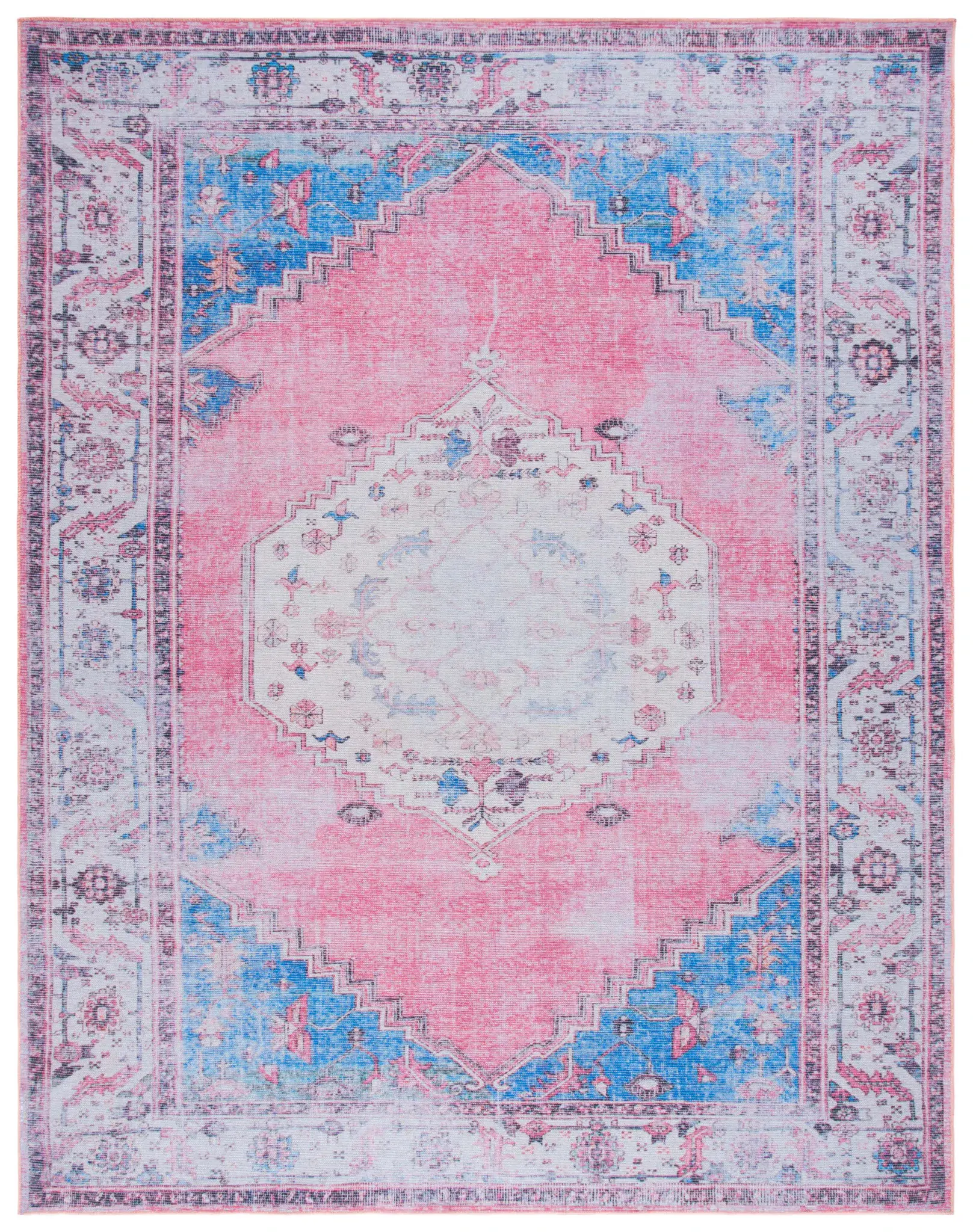 Serapi Vintage Diamond Medallion Washable Rug