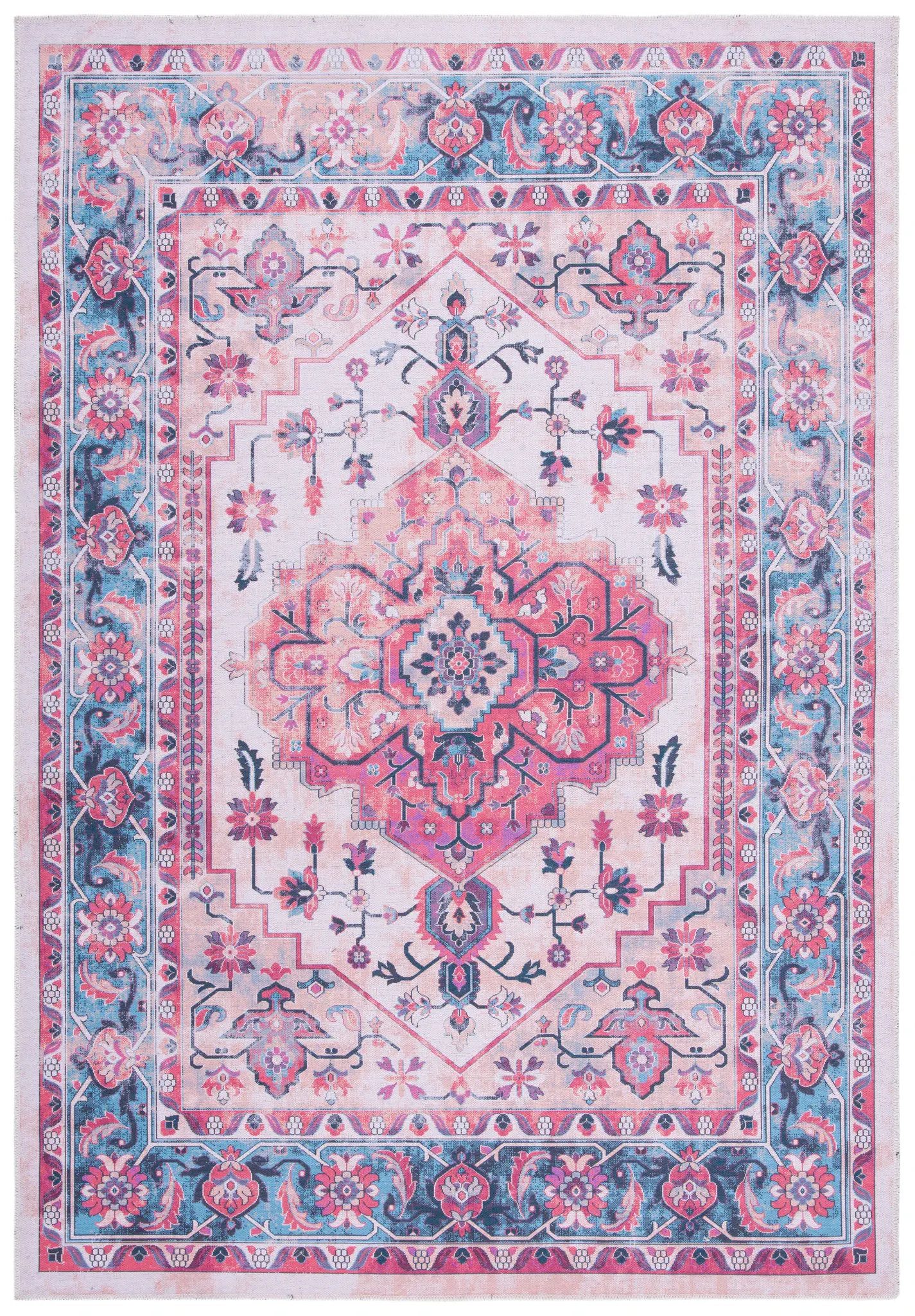 Serapi Round Medallion Washable Rug