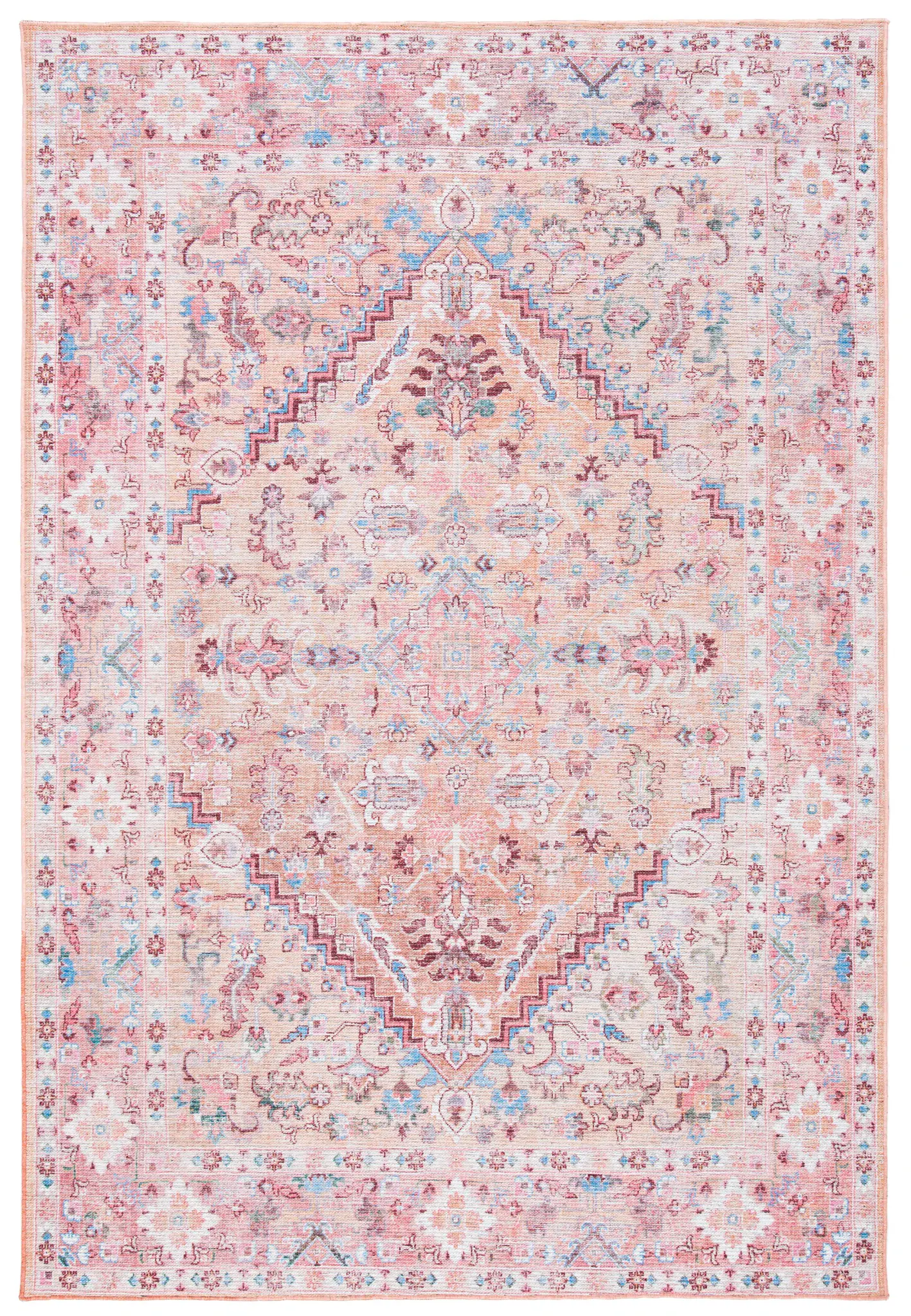 Serapi Diamond Medallion Bordered Washable Rug