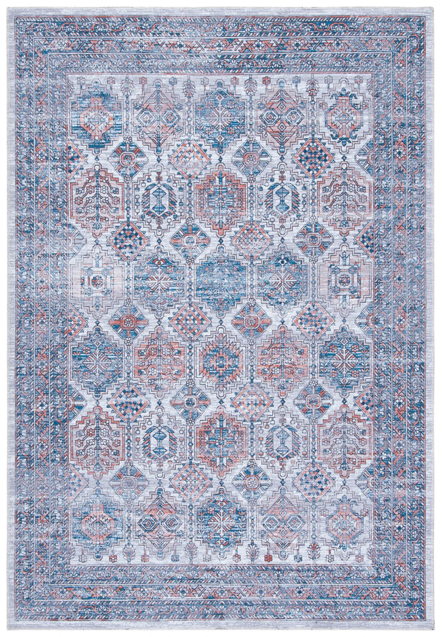 Serapi Geometric Grid Washable Rug