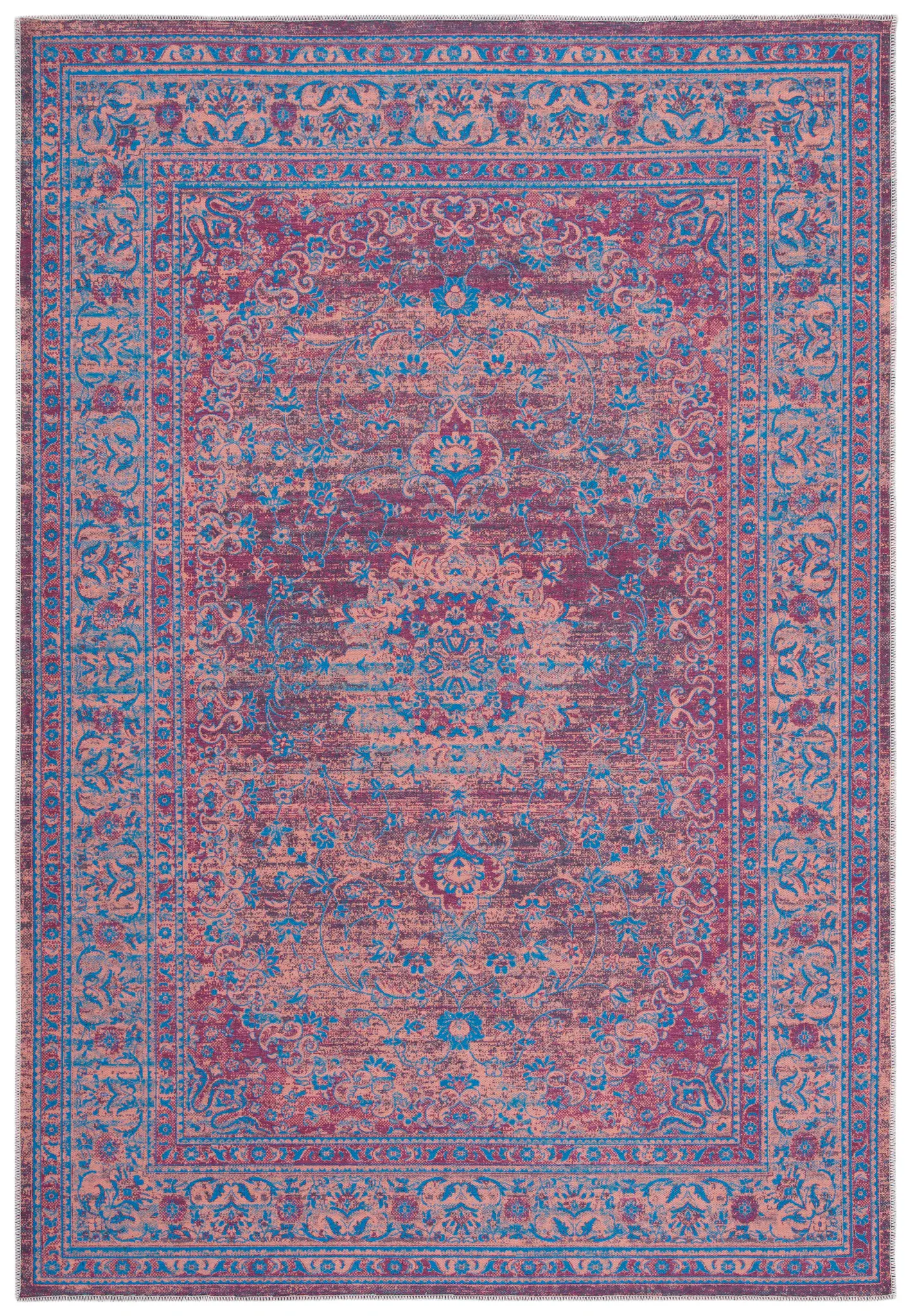 Serapi Distressed Medallion Washable Rug