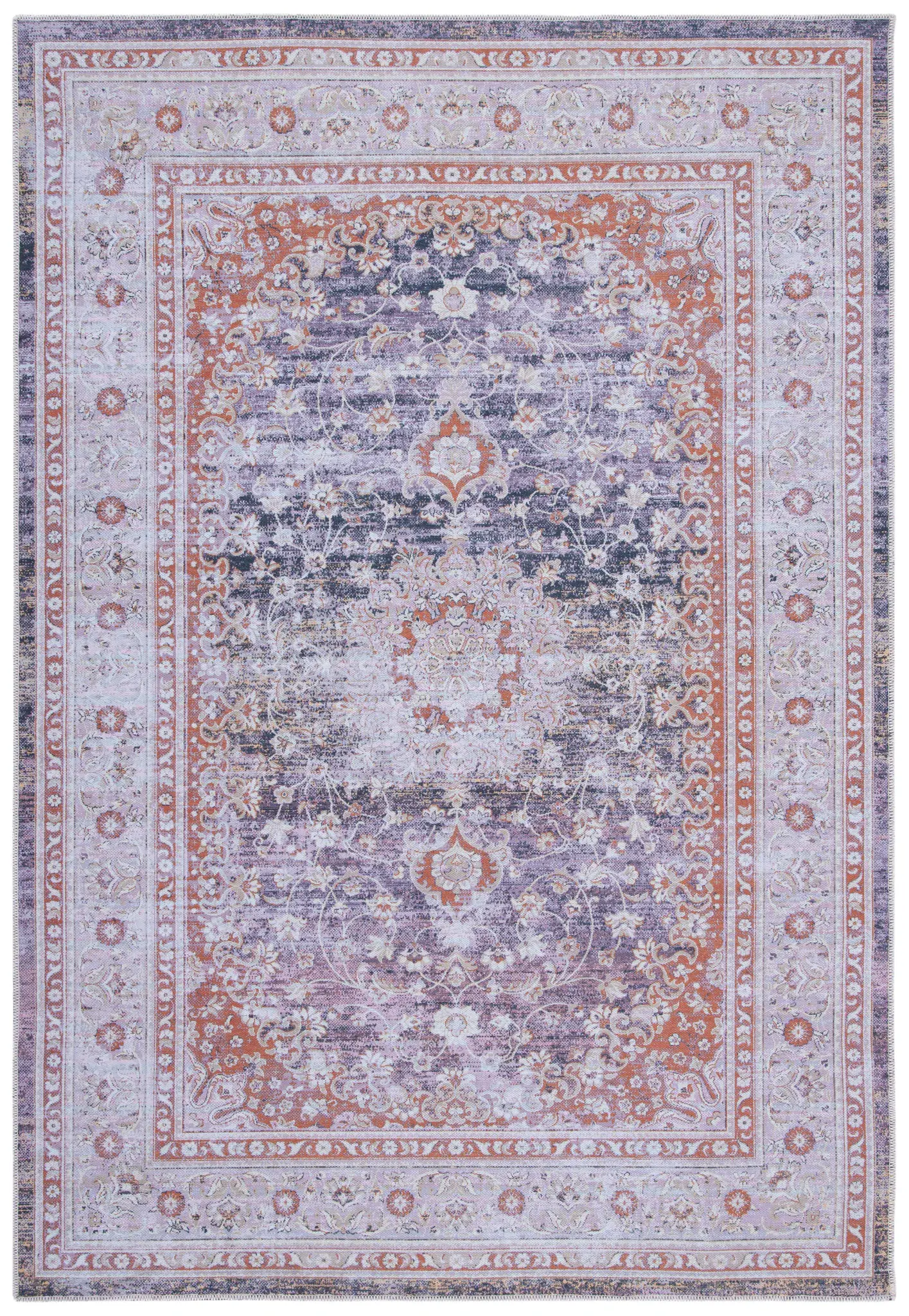 Serapi Distressed Medallion Washable Rug