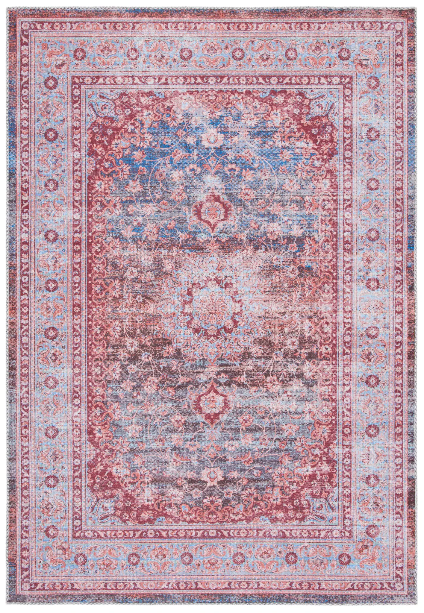 Serapi Distressed Medallion Washable Rug