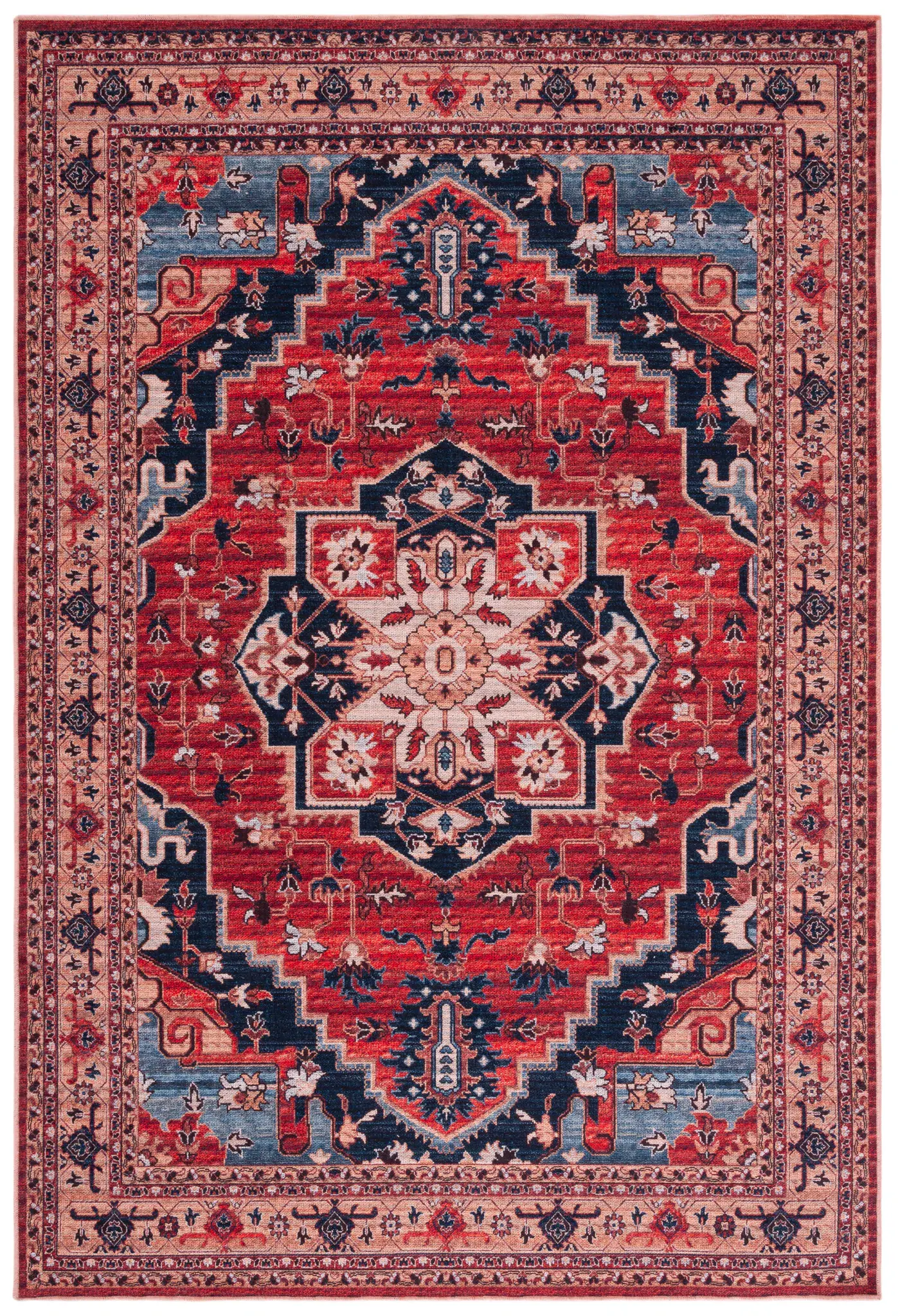Serapi Stepped Diamond Medallion Washable Rug