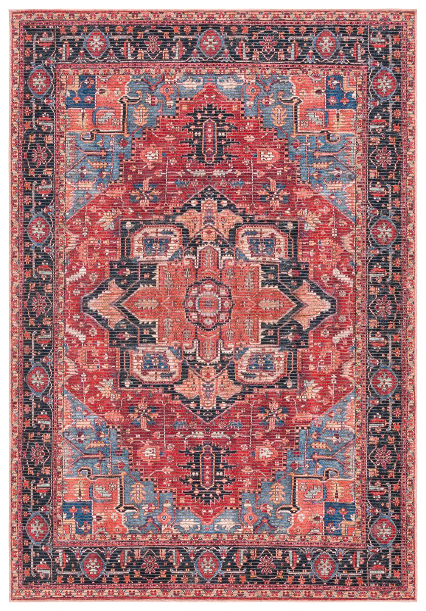 Serapi Bordered Medallion Washable Rug