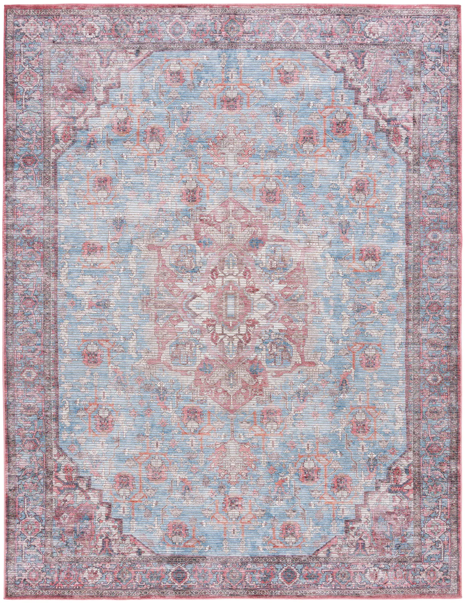 Serapi Floral Diamond Medallion Washable Rug