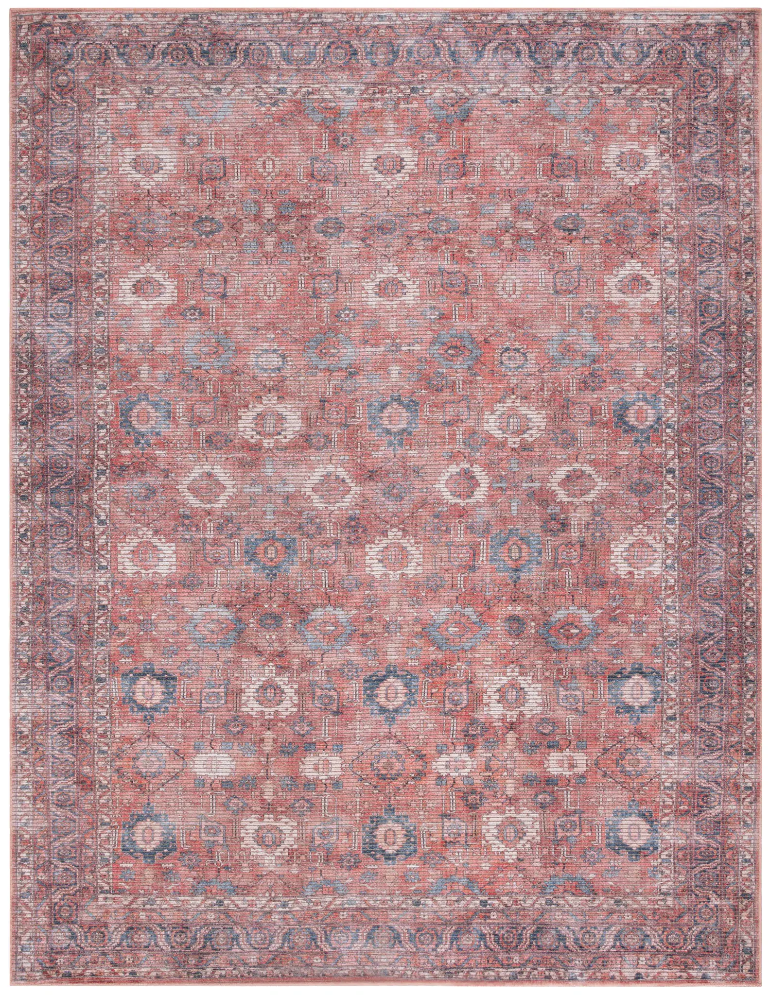 Serapi Distressed Geometric Washable Rug
