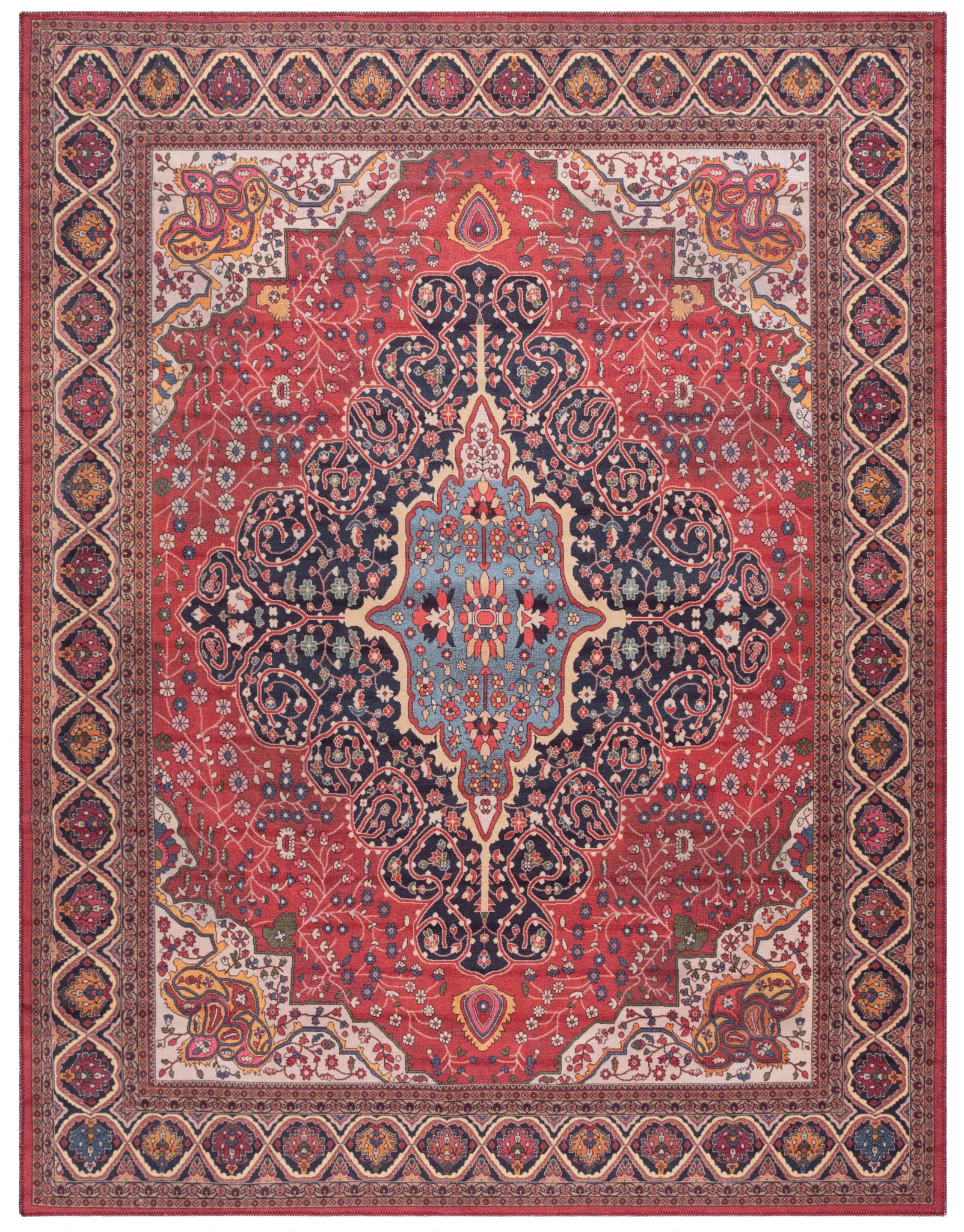 Serapi Traditional Vine Medallion Washable Rug