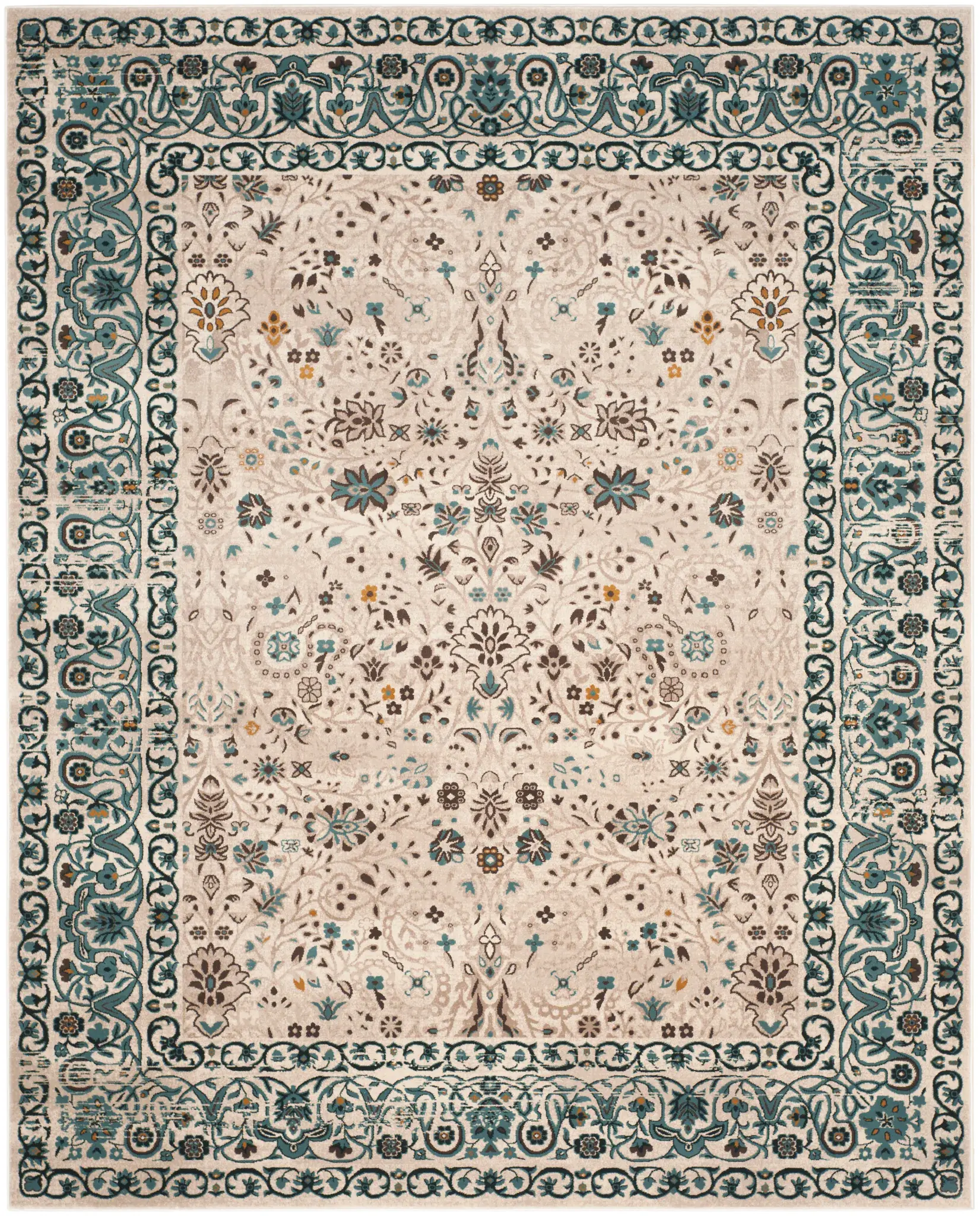 Serenity Floral Bordered Fringe Rug
