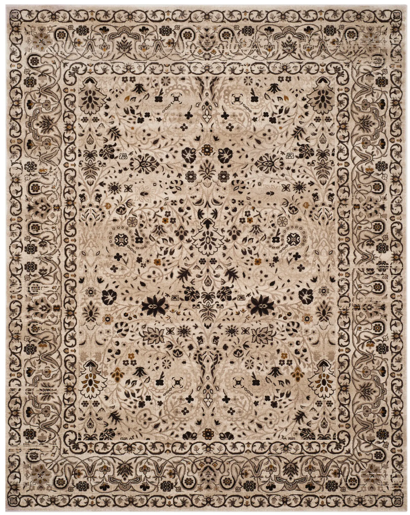 Serenity Floral Bordered Fringe Rug