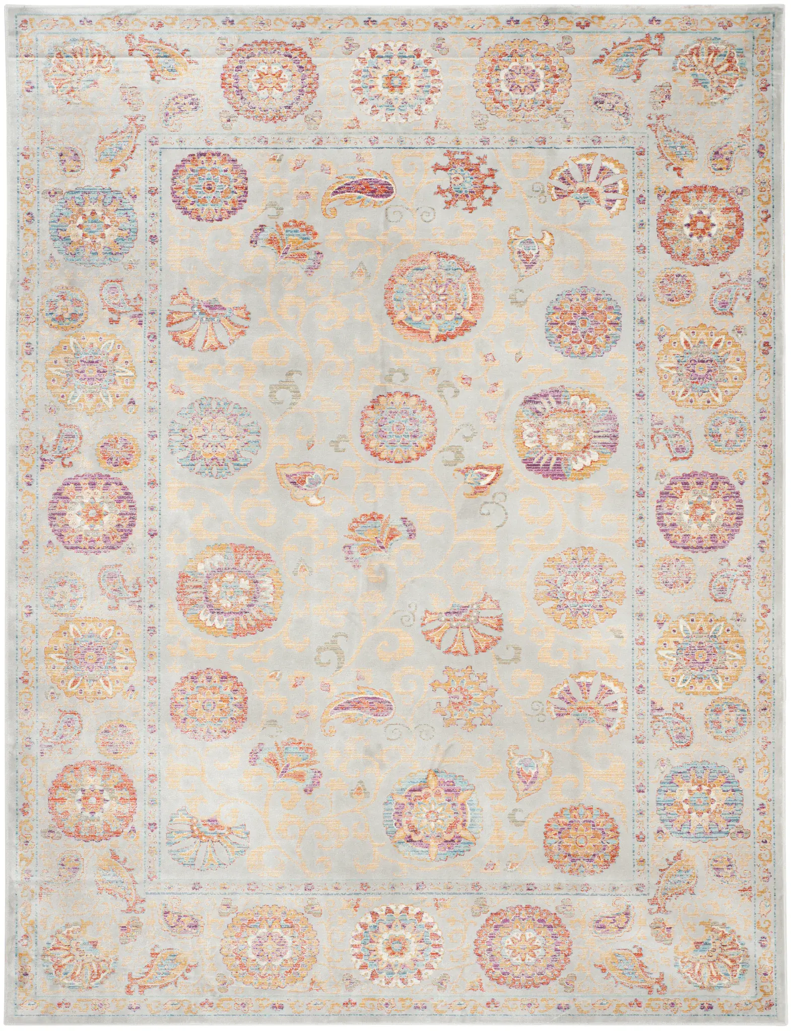 Sevilla Floral Bordered Viscose Rug