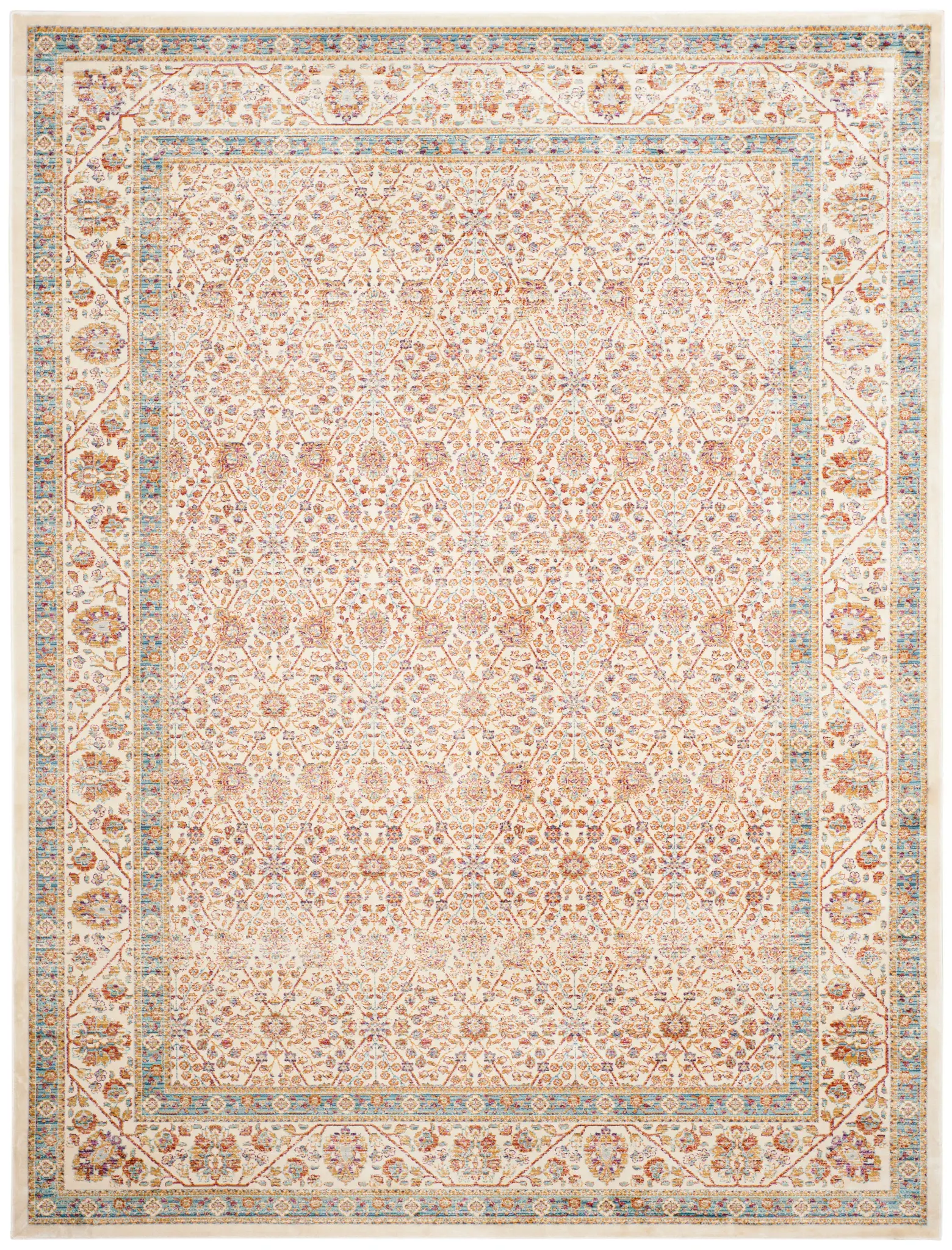 Sevilla Bordered Floral Trellis Viscose Rug