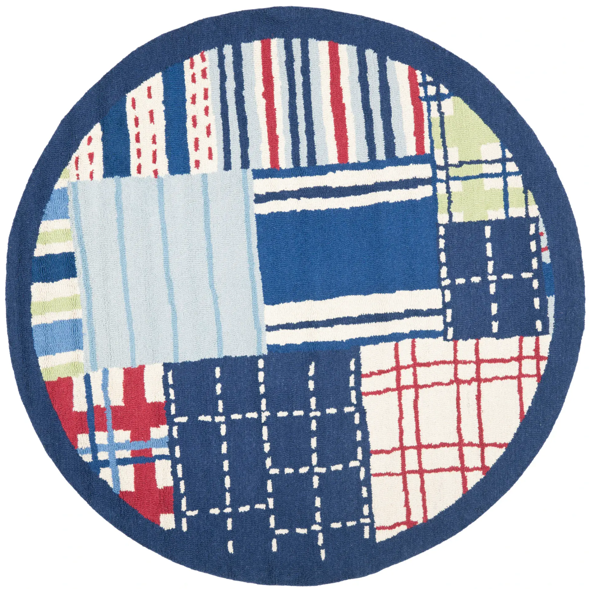 Safavieh Kids Plaid And Stripe Patchwork Hand-Tufted Wool Rug