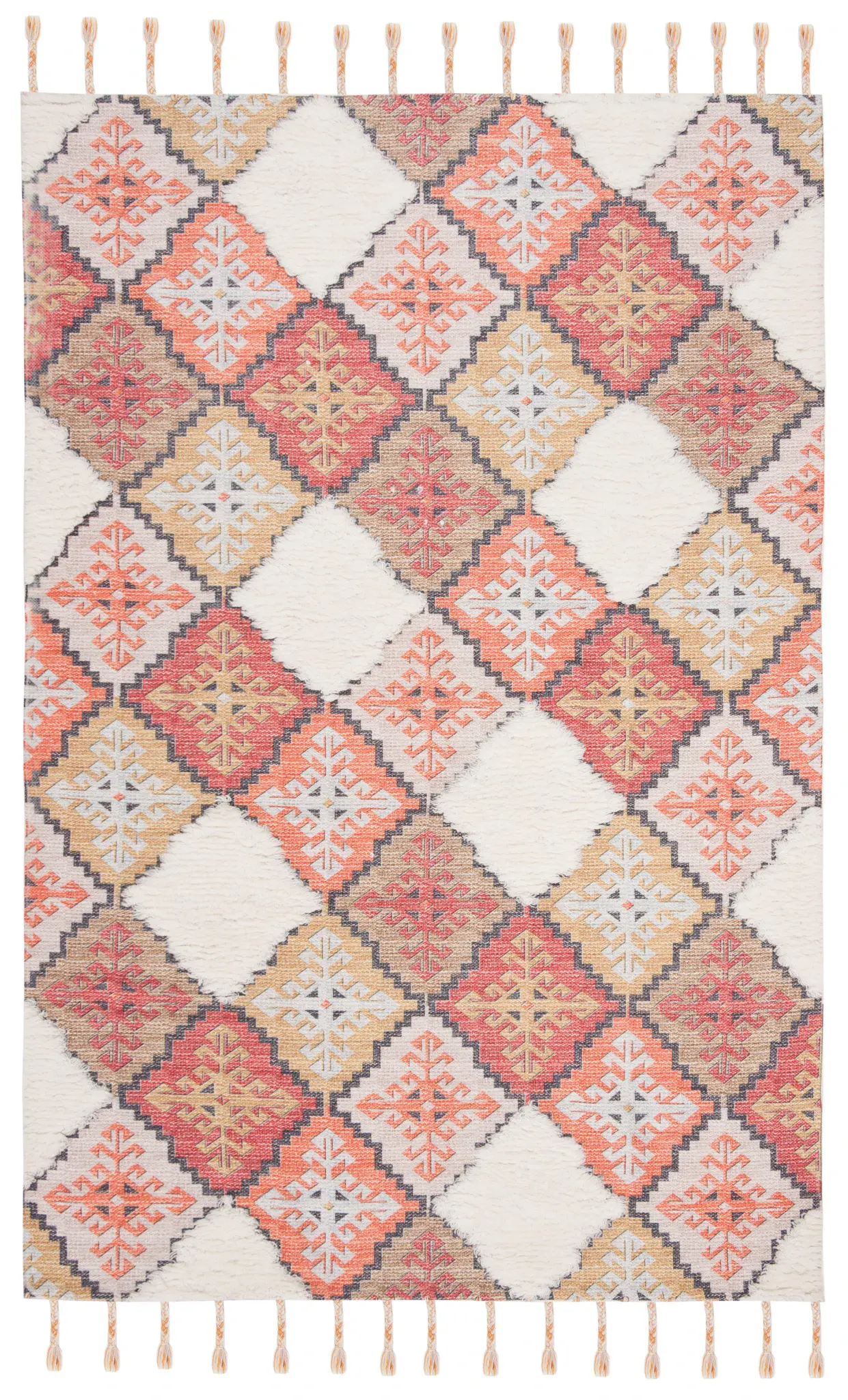 Saffron Tribal Diamond Hand-Loomed Wool Rug
