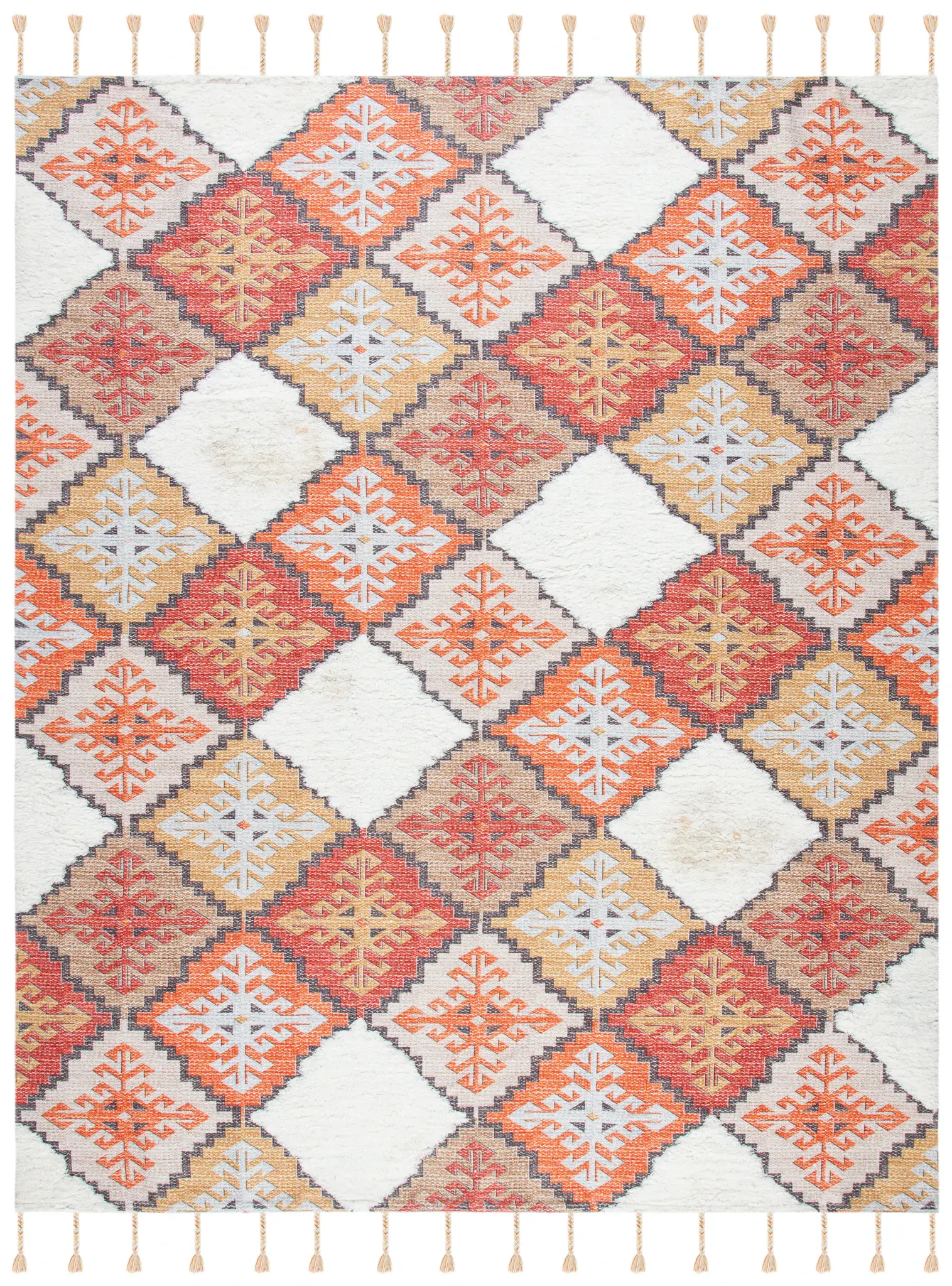 Saffron Tribal Diamond Hand-Loomed Wool Rug