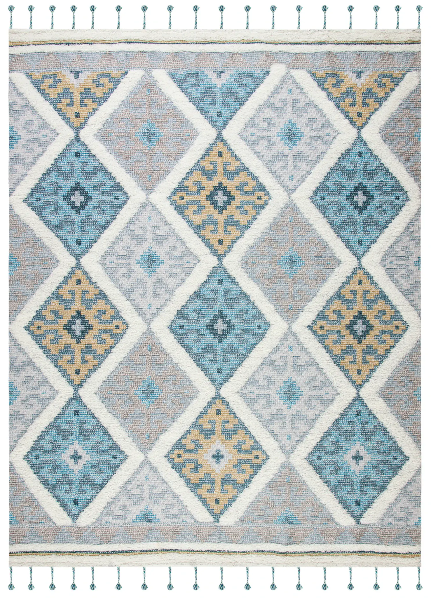 Saffron Diamond Lattice Hand-Loomed Wool Rug