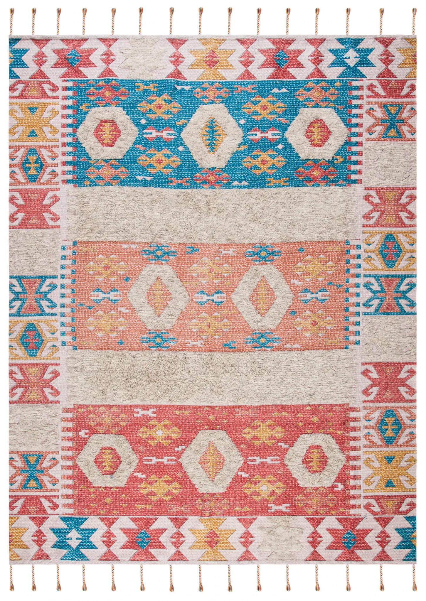 Saffron Tribal Banded Hand-Loomed Wool Rug