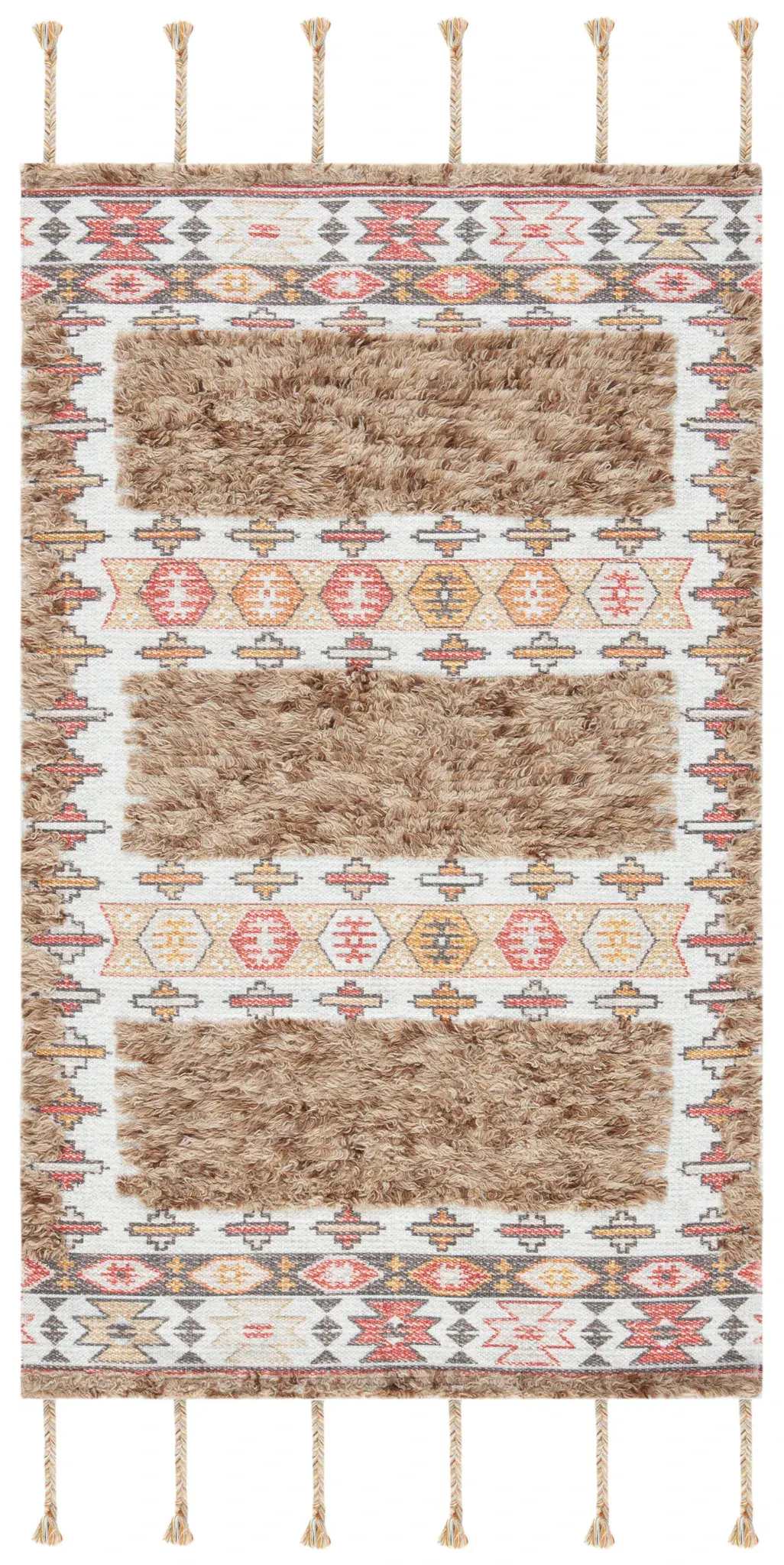 Saffron Striped Mixed-Texture Hand-Loomed Wool Rug