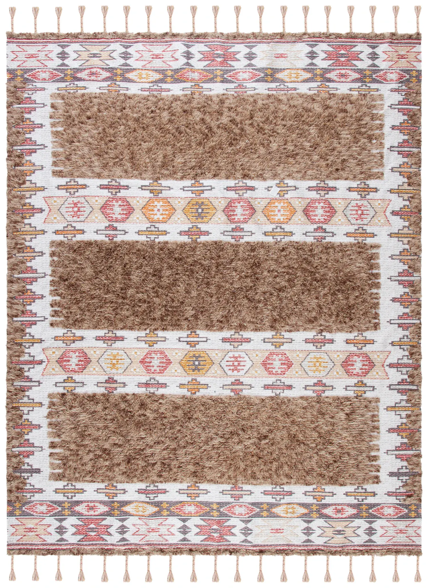 Saffron Striped Mixed-Texture Hand-Loomed Wool Rug