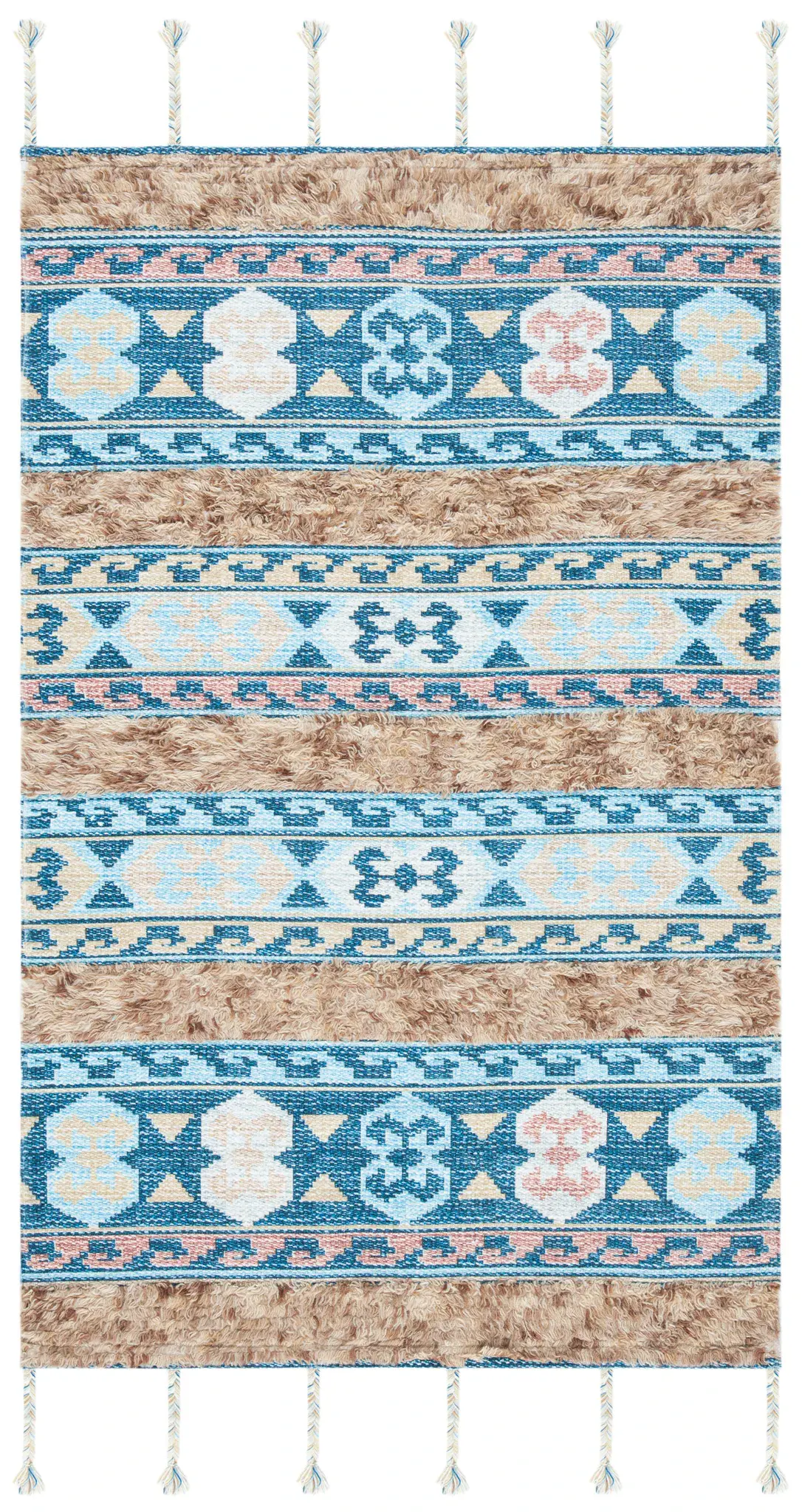 Saffron Banded Tribal Hand-Loomed Wool Rug