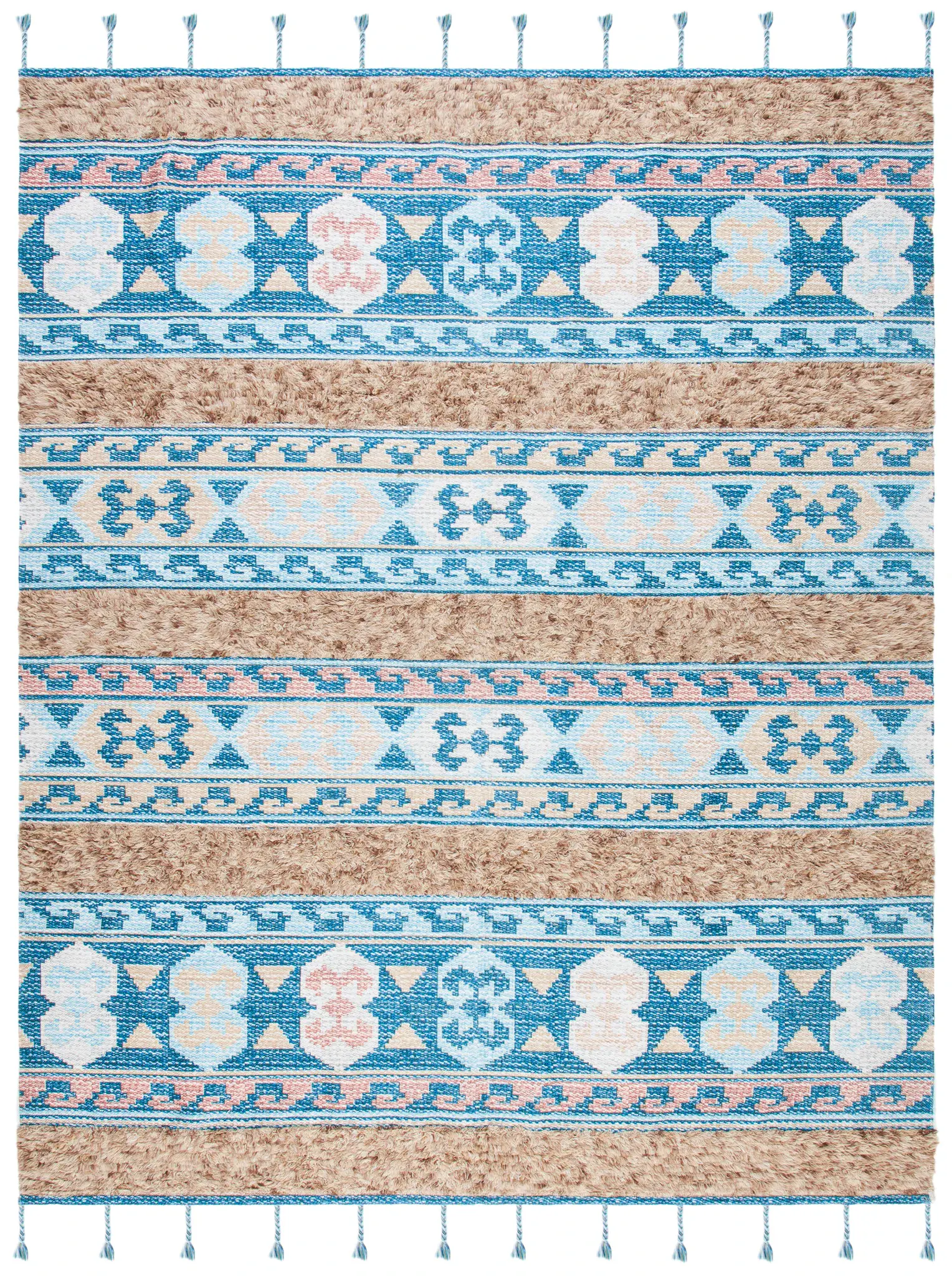 Saffron Banded Tribal Hand-Loomed Wool Rug