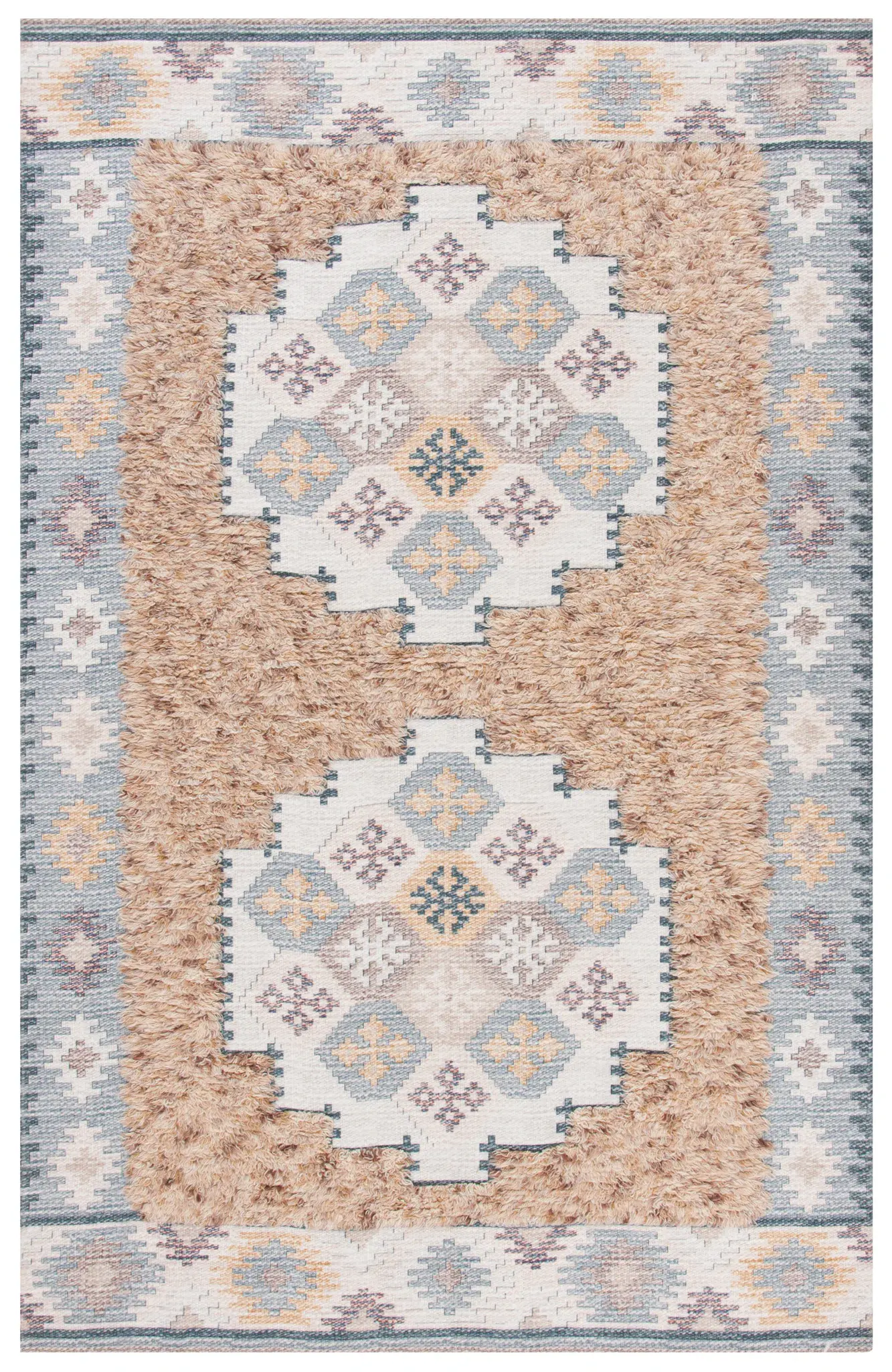 Saffron Double Medallion Hand-Loomed Wool Rug