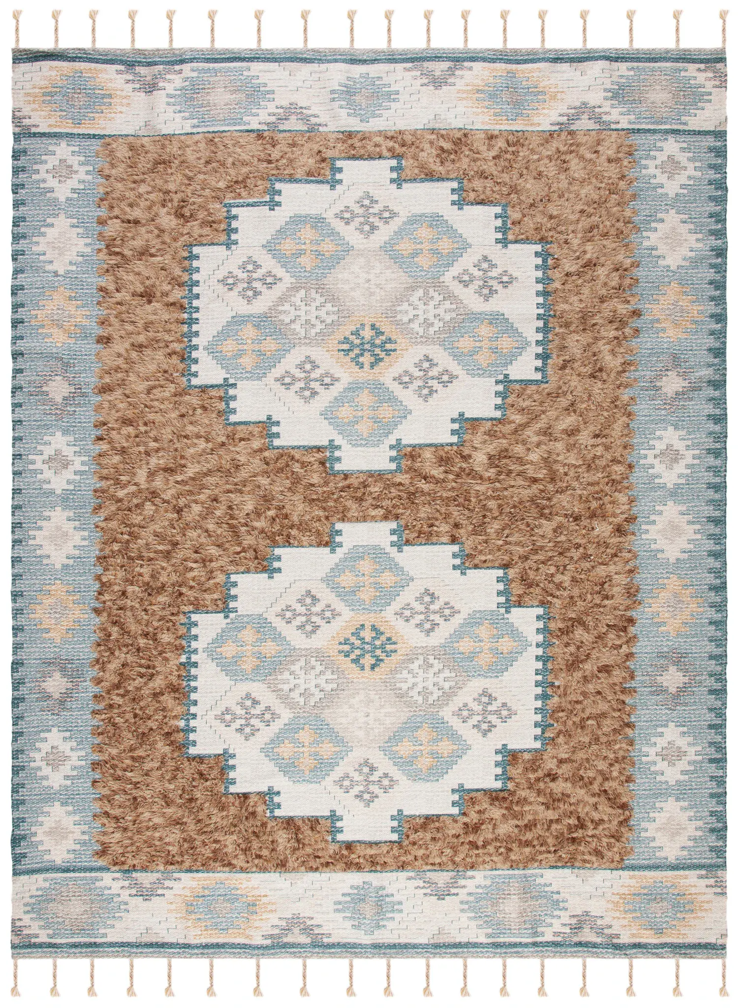 Saffron Double Medallion Hand-Loomed Wool Rug