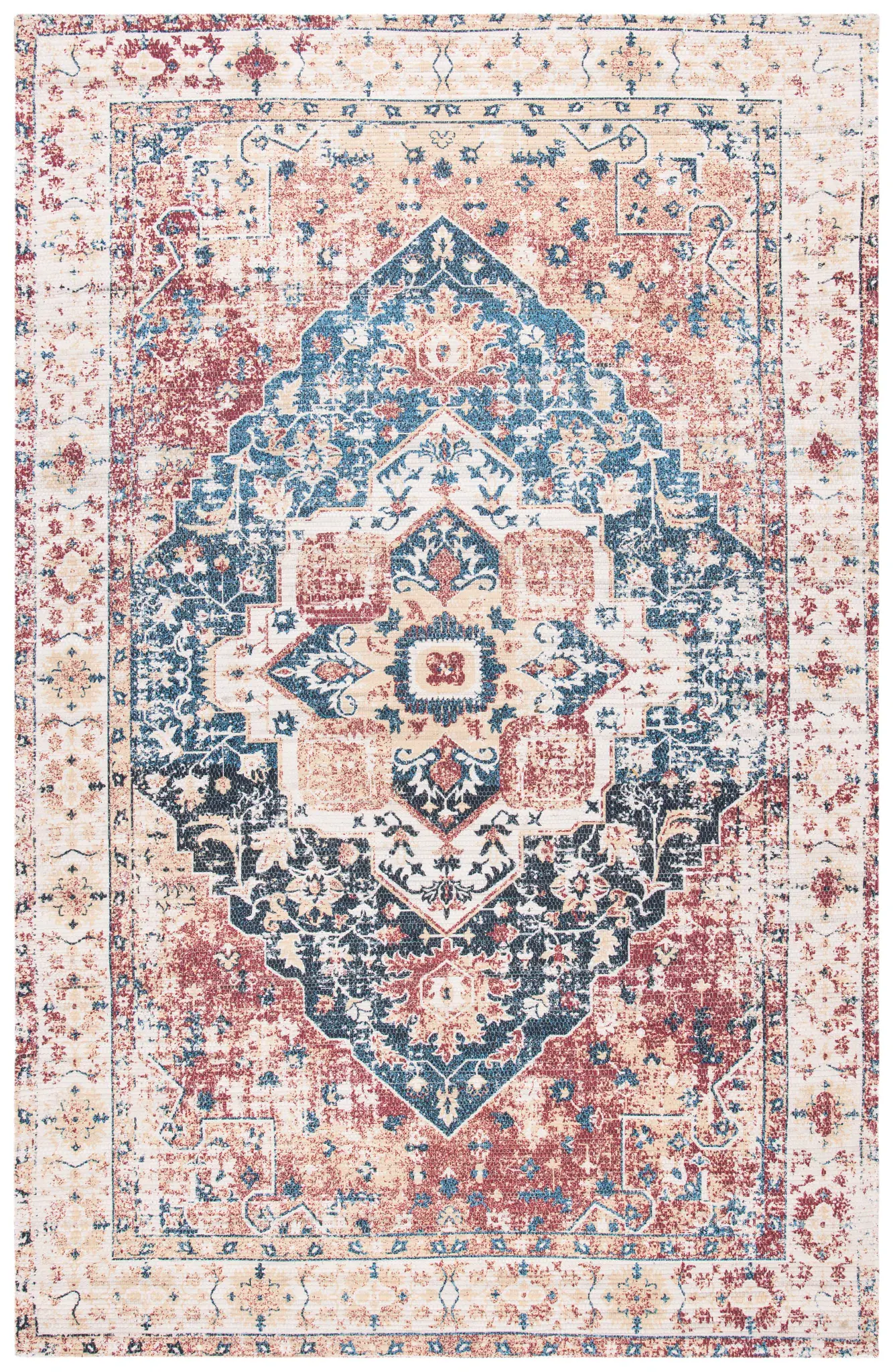 Saffron Distressed Medallion Hand-Loomed Rug