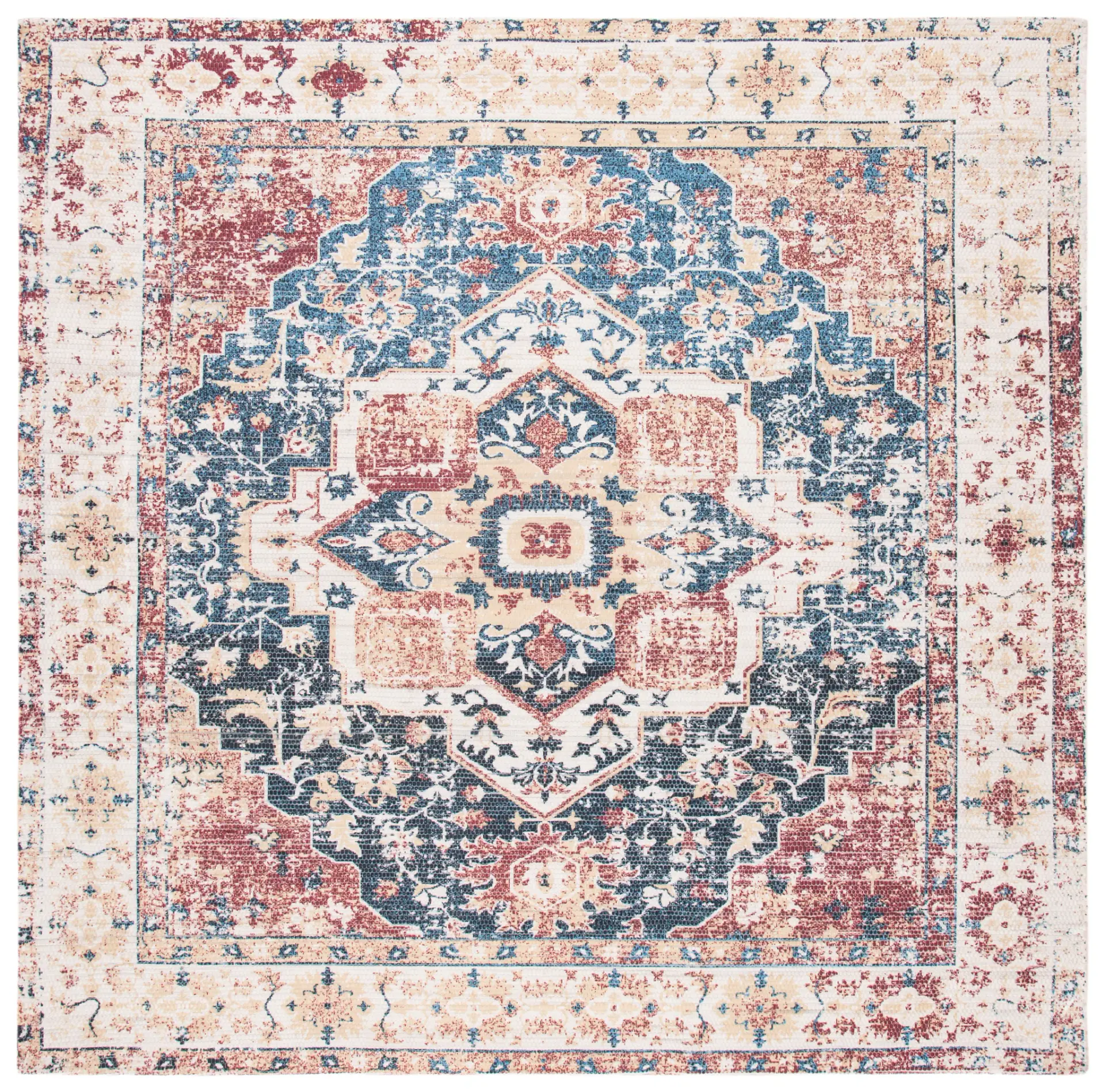 Saffron Distressed Medallion Hand-Loomed Rug