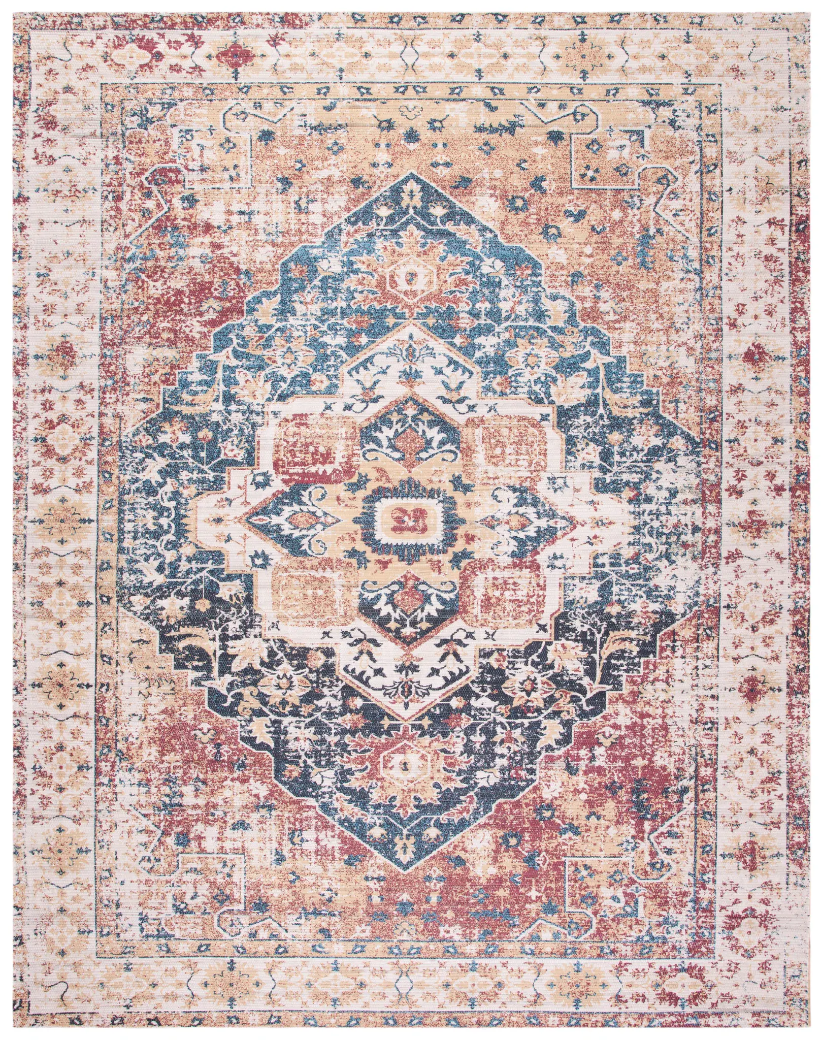 Saffron Distressed Medallion Hand-Loomed Rug