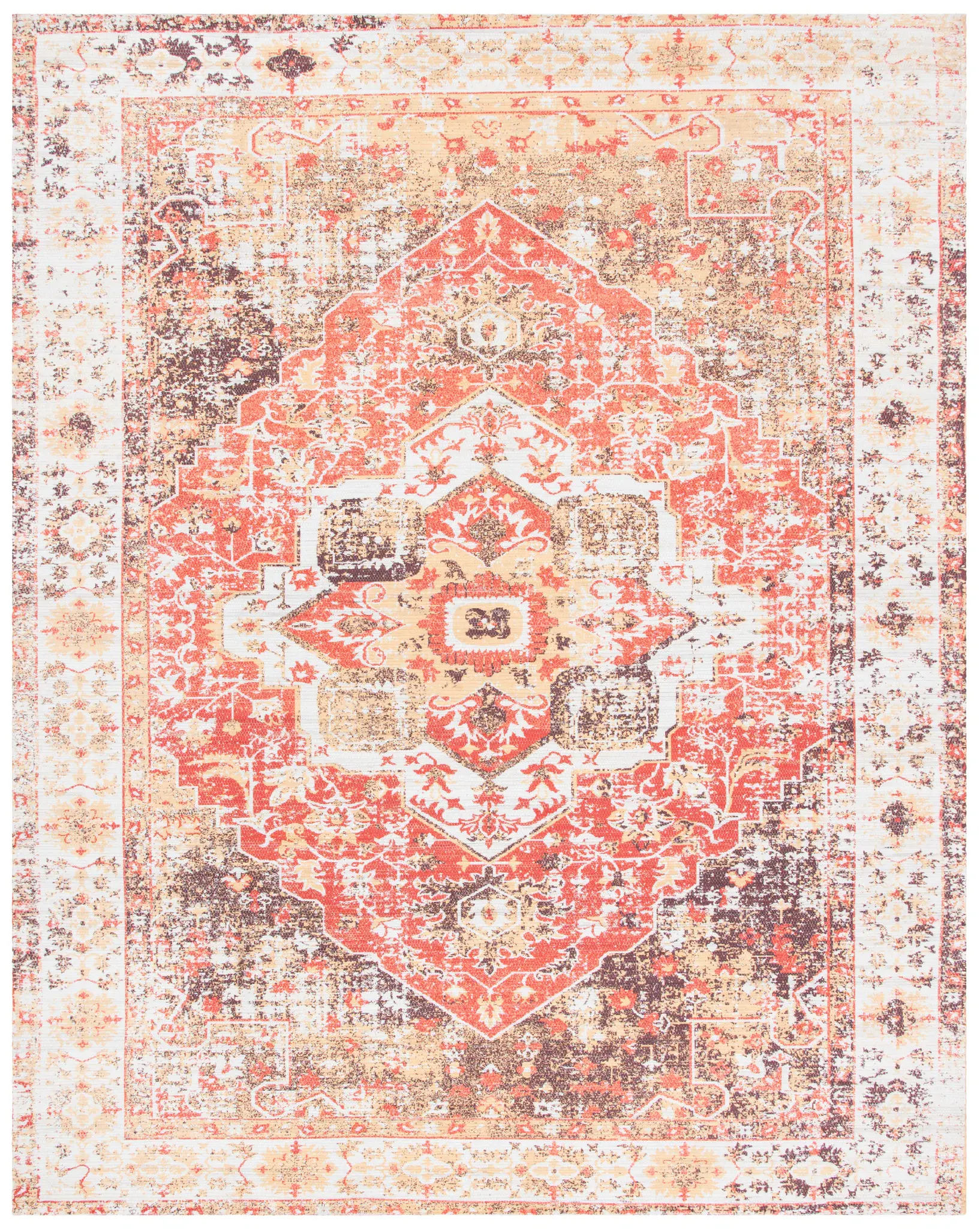 Saffron Distressed Medallion Hand-Loomed Rug