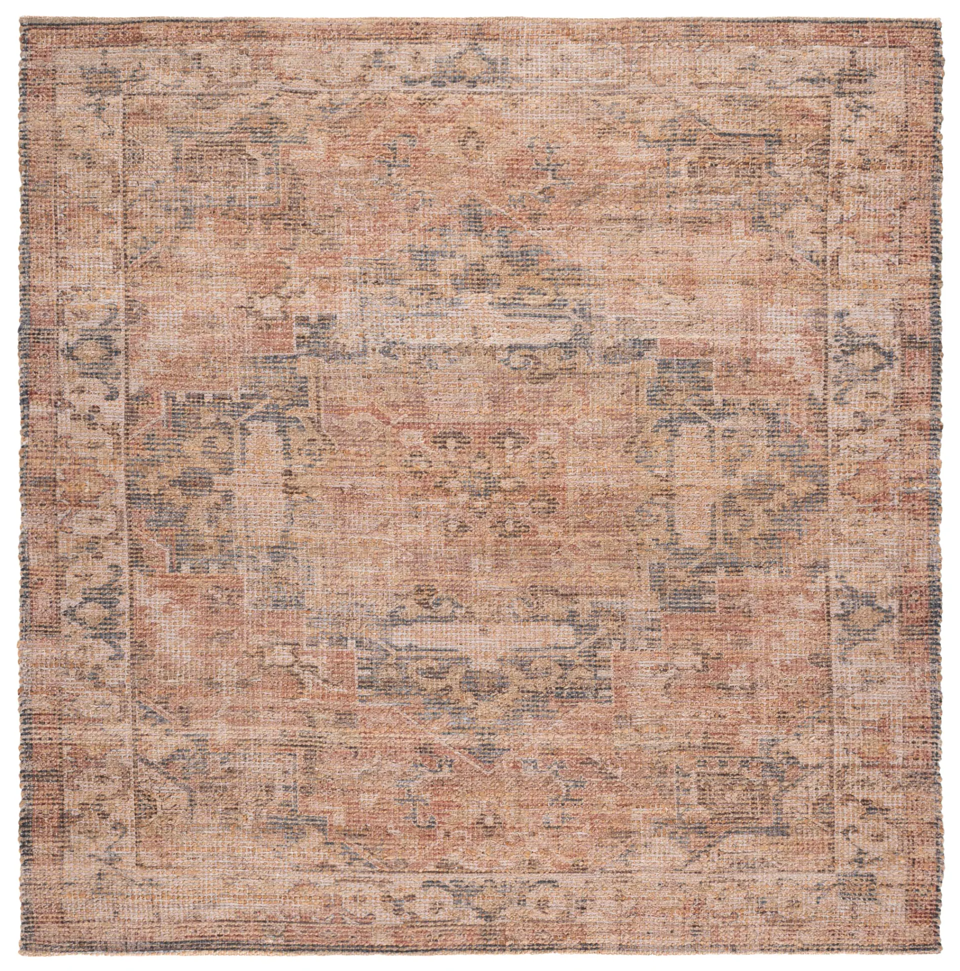 Saffron Distressed Medallion Hand-Woven Jute Rug