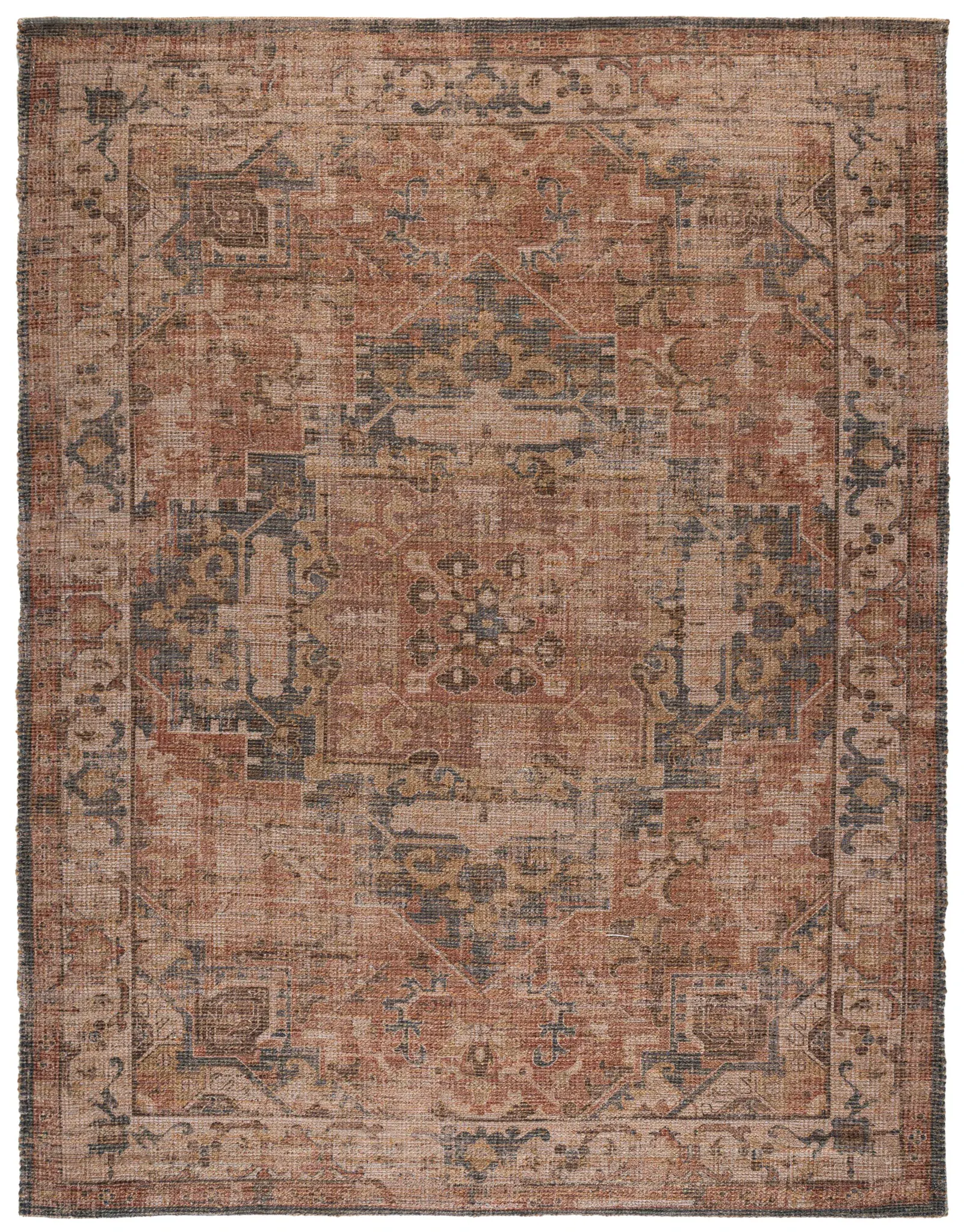 Saffron Distressed Medallion Hand-Woven Jute Rug