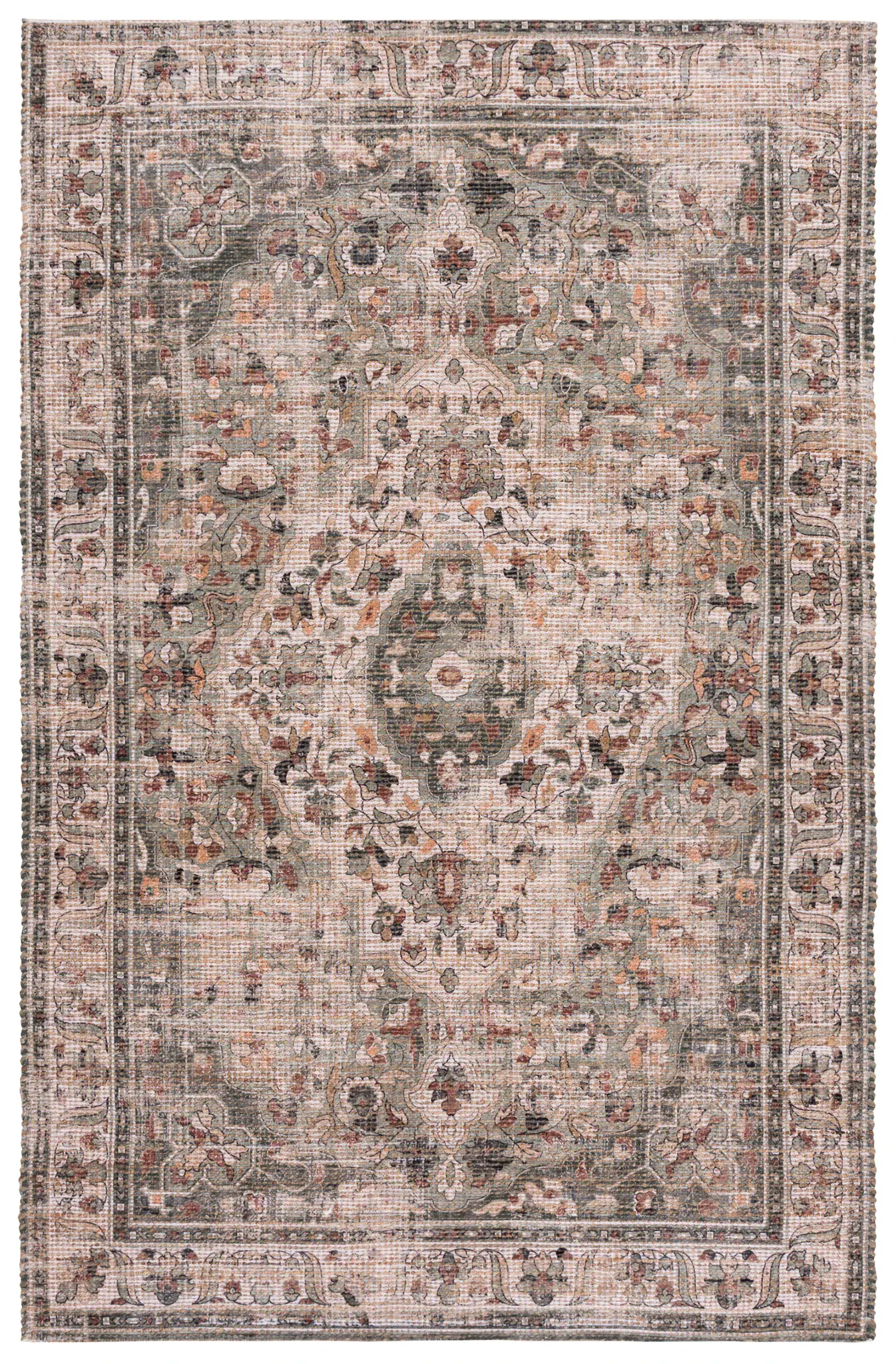 Saffron Medallion Border Hand-Woven Rug