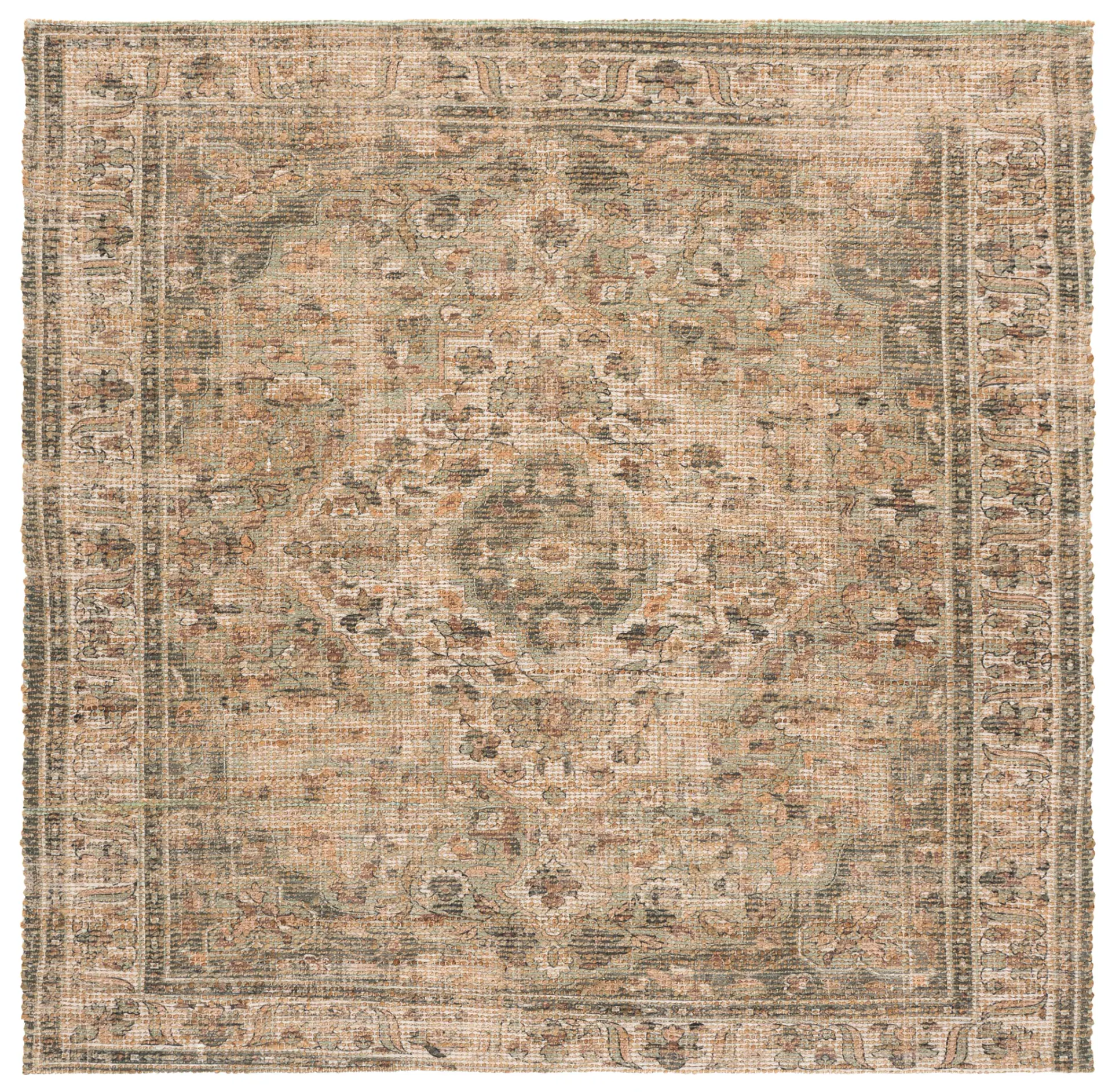 Saffron Medallion Border Hand-Woven Rug