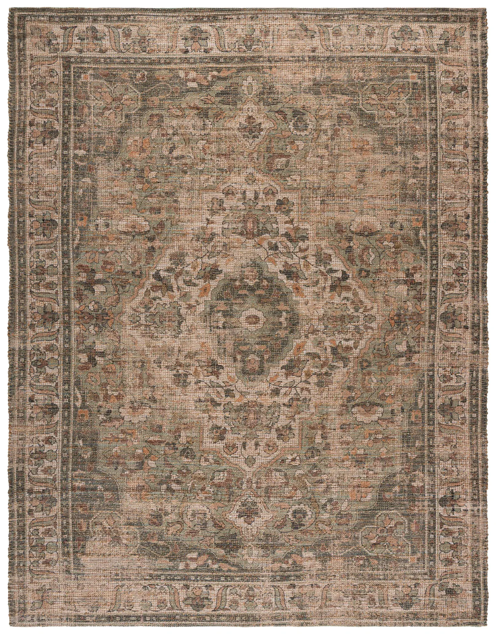 Saffron Medallion Border Hand-Woven Rug