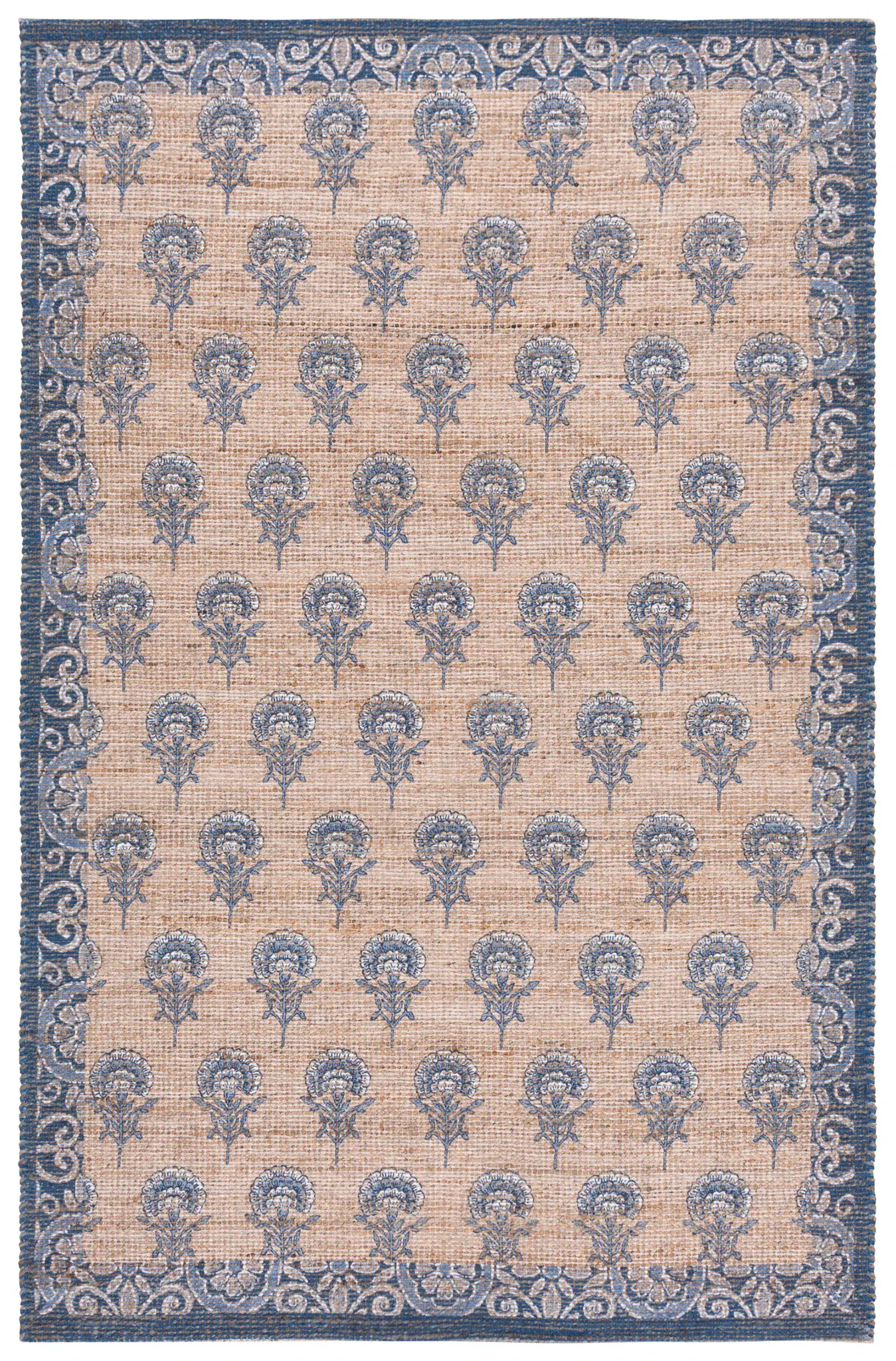 Saffron Floral Border Hand-Woven Rug