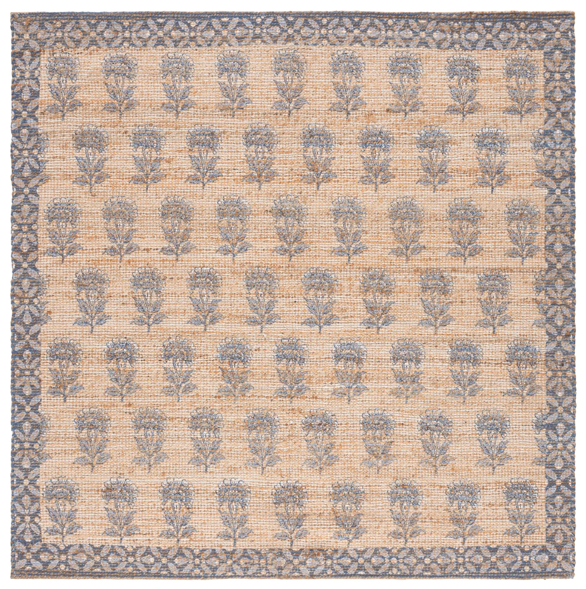 Saffron Floral Border Hand-Woven Rug