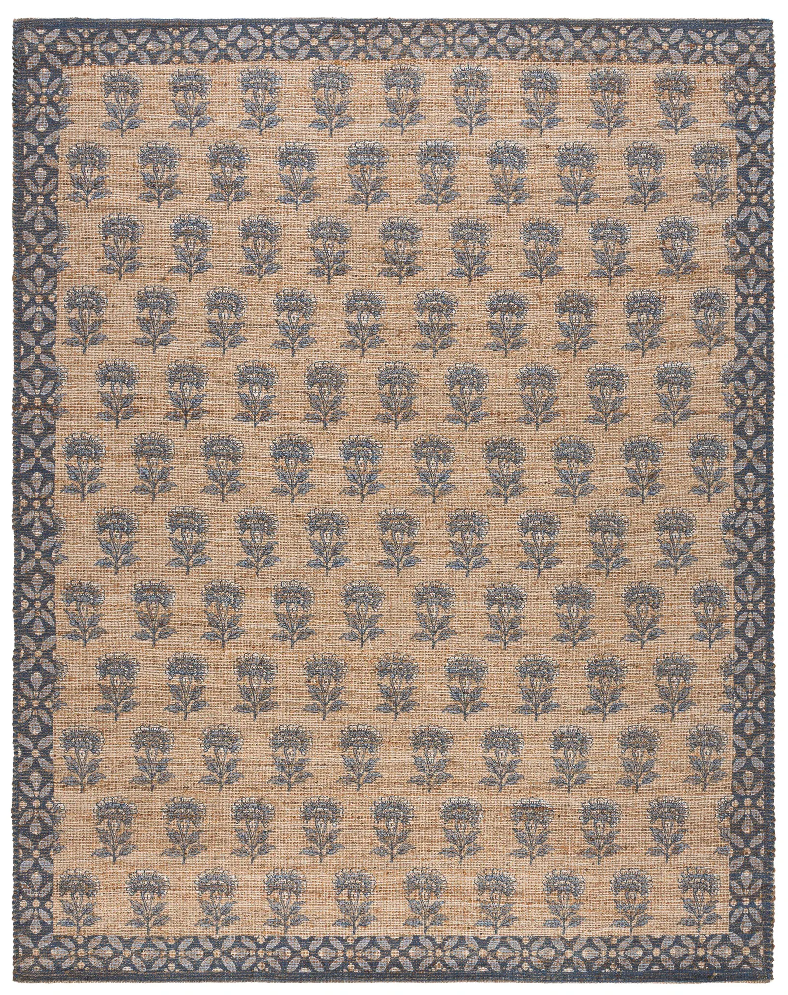 Saffron Floral Border Hand-Woven Rug