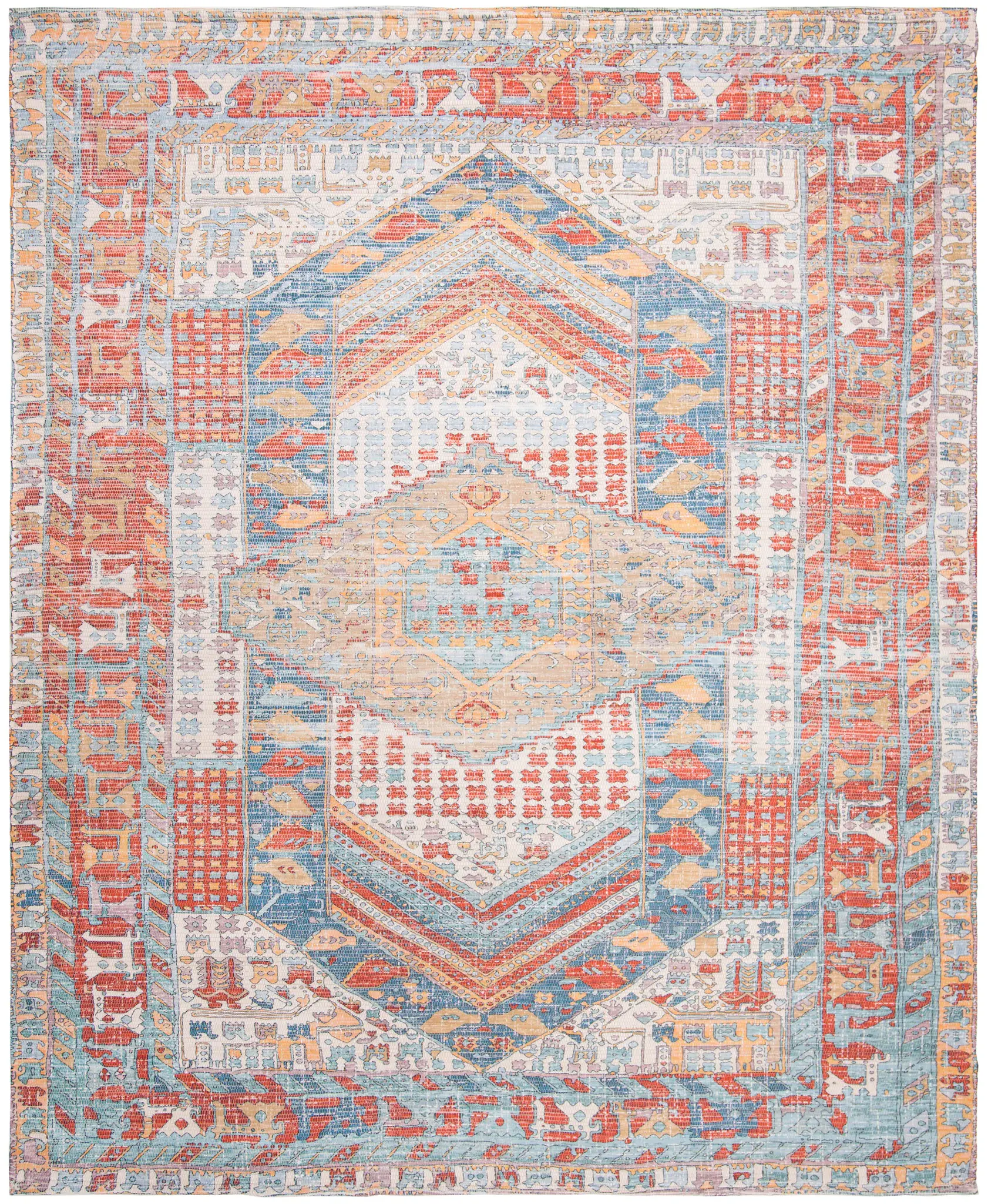 Saffron Tribal Folk Medallion Hand-Loomed Rug