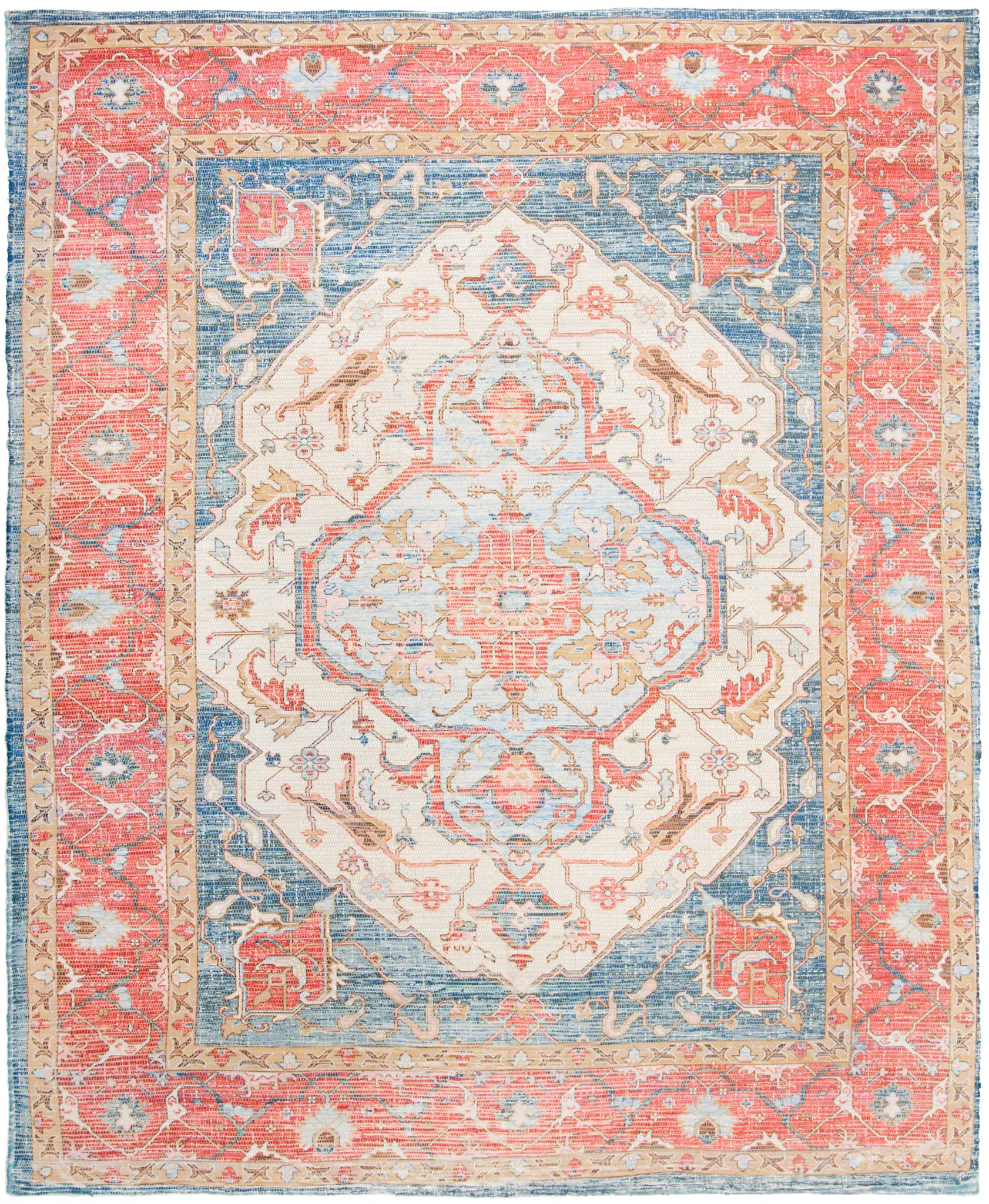 Saffron Medallion Bordered Hand-Loomed Rug
